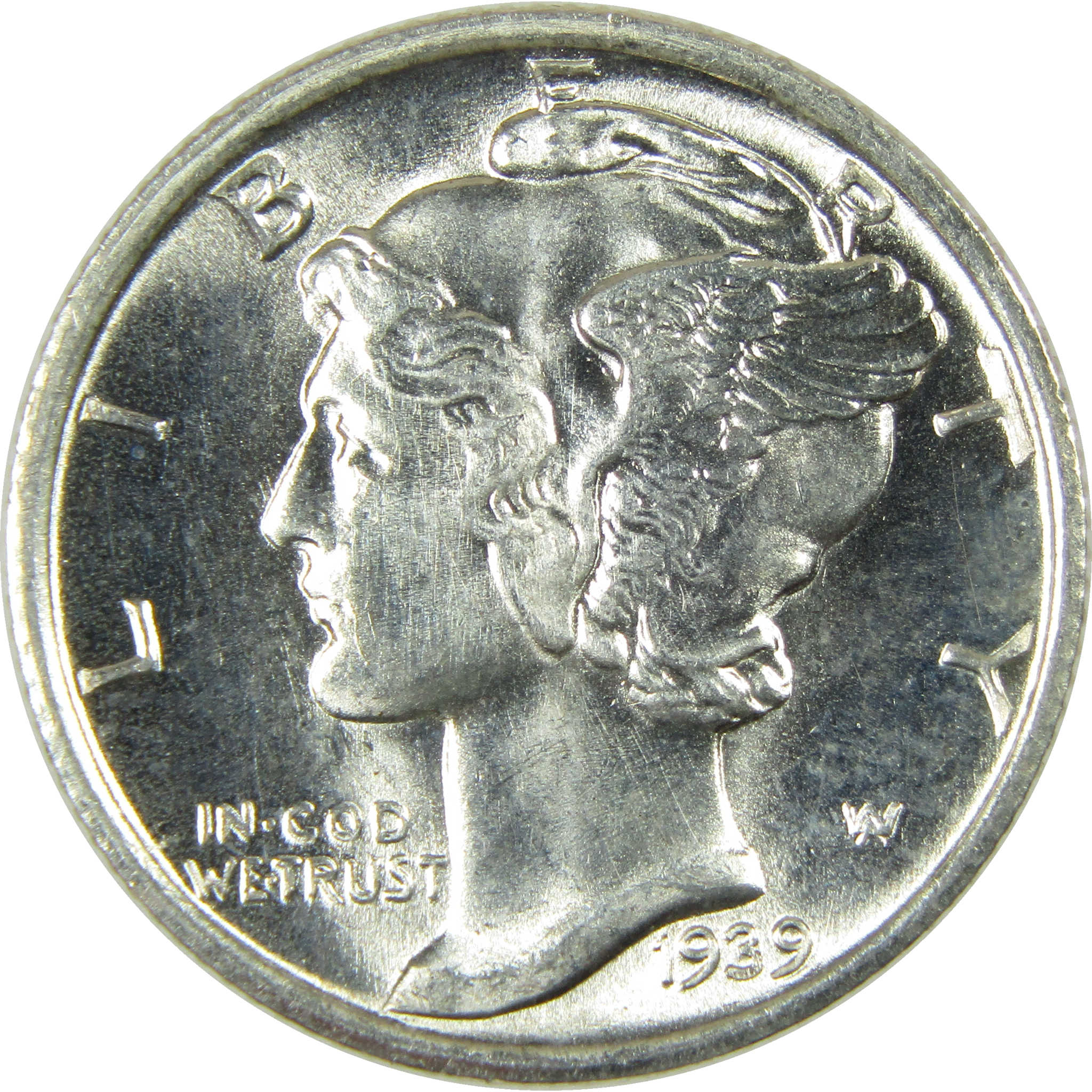1939 D Mercury Silver Dime AU About Uncirculated 10c Coin SKU:CP350
