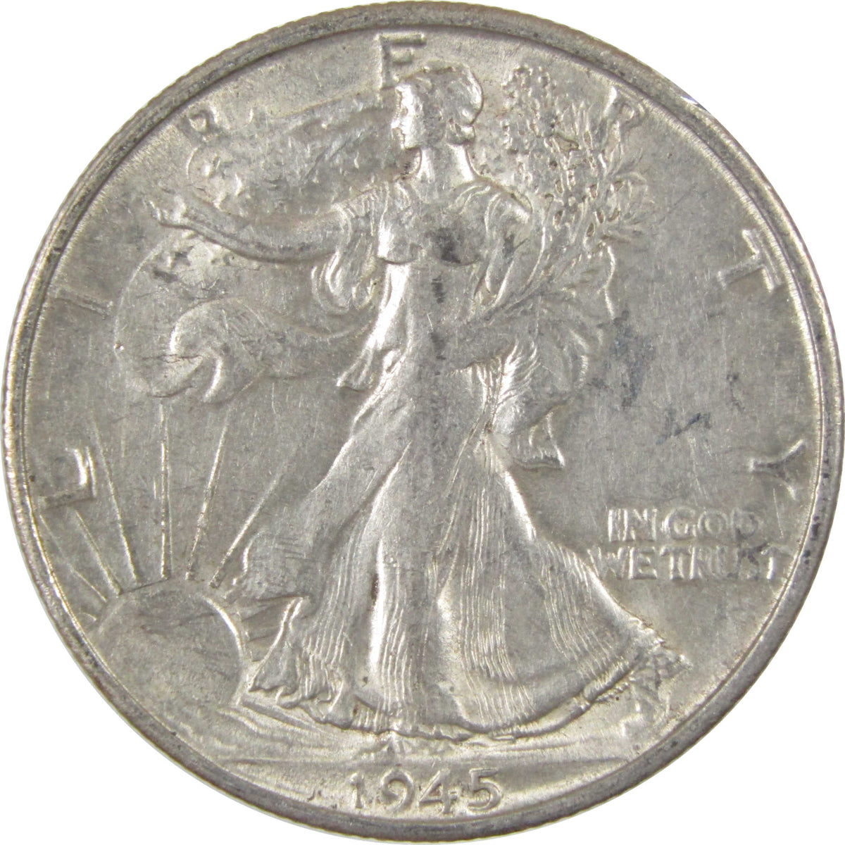1945 S Liberty Walking Silver 50c Borderline Uncirculated SKU:I28664
