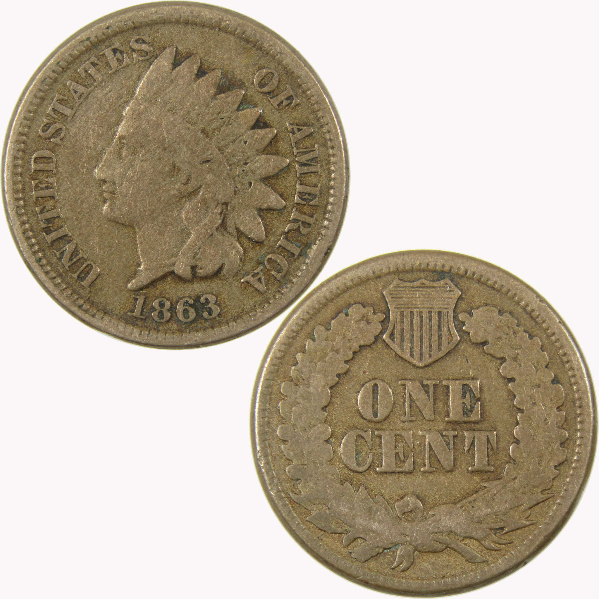 1863 Indian Head Cent VG Very Good Penny 1c Coin SKU:CP1106