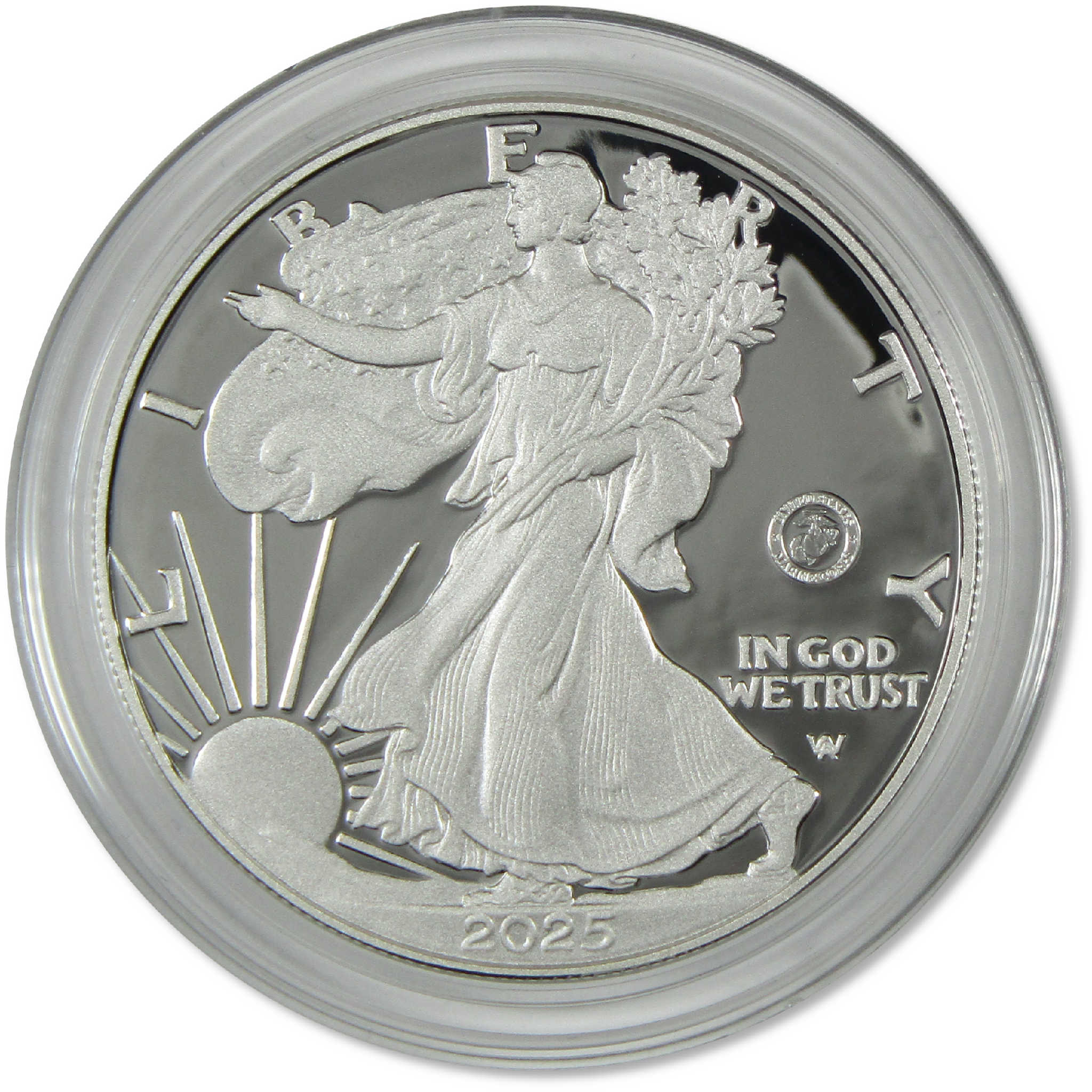 2025 P American Silver Eagle U.S. Marine Corps Privy Mark Proof OGP