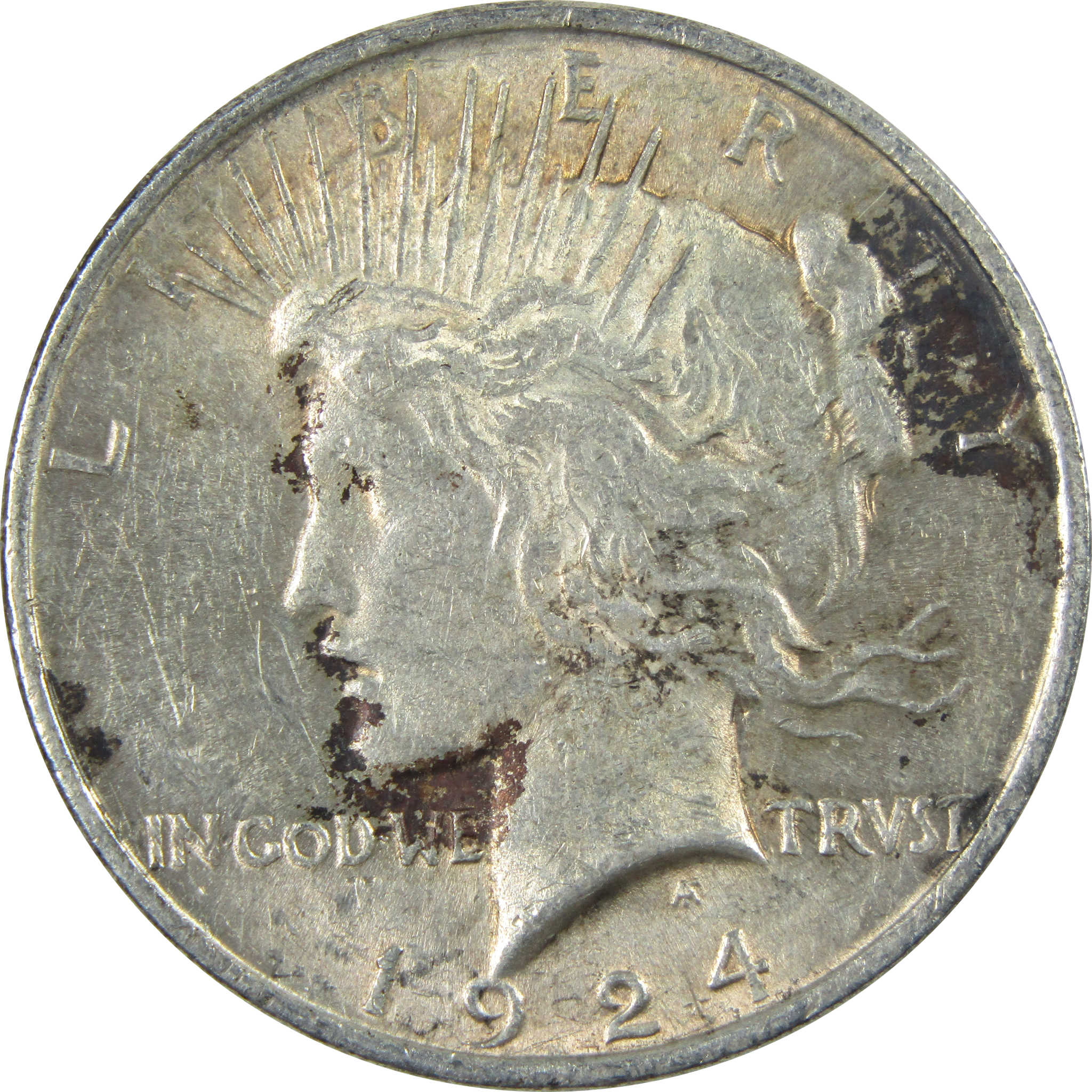 1924 Peace Dollar AU About Uncirculated Silver $1 Coin SKU:I15099