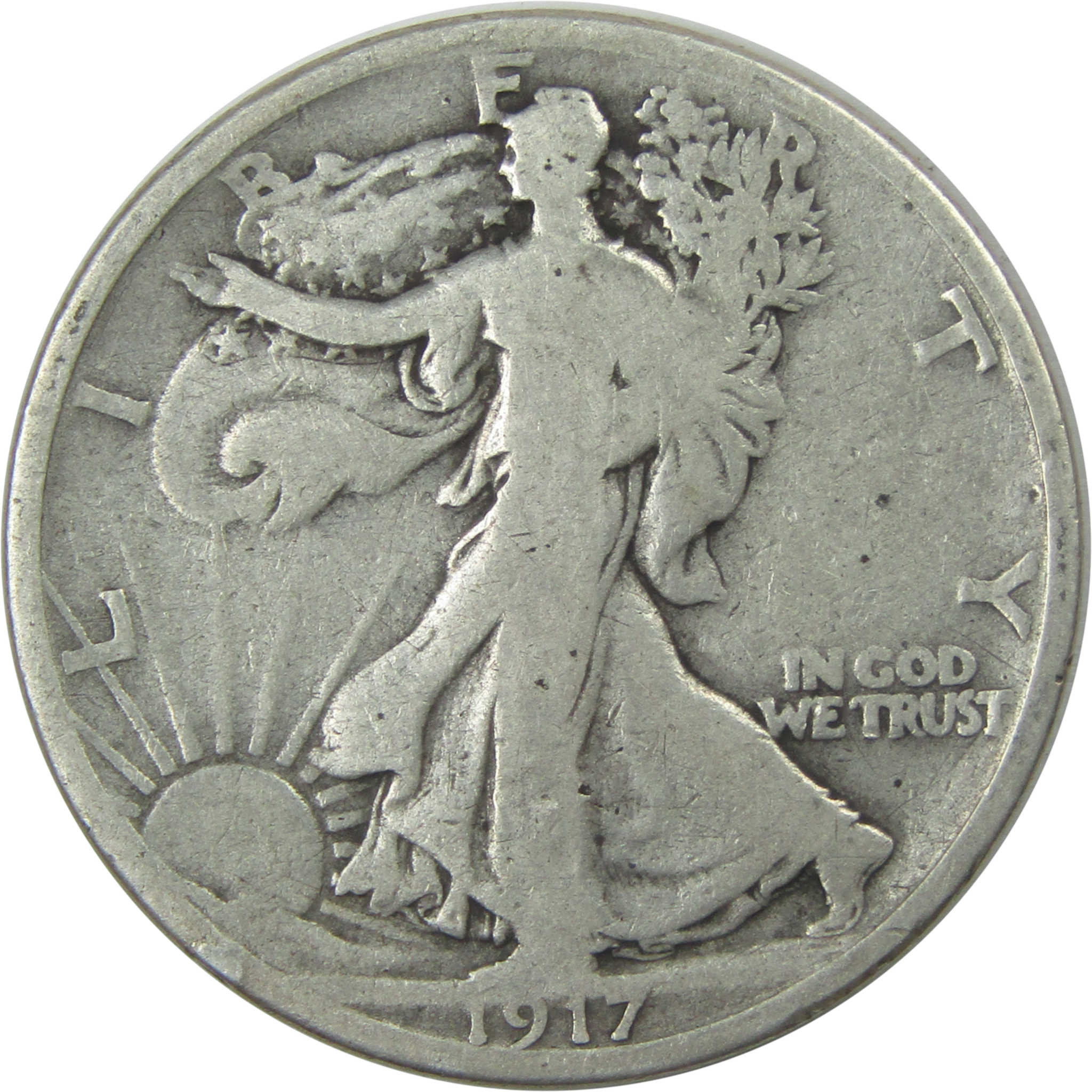 1917 S Reverse Liberty Walking Half Dollar VG Very Good SKU:I15263