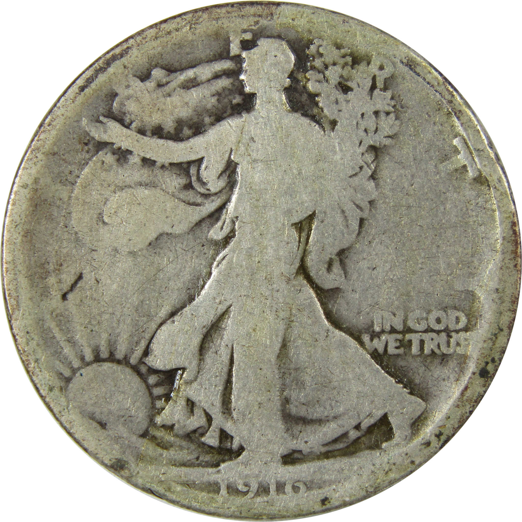 1916 Liberty Walking Silver Half Dollar AG About Good SKU:I25749
