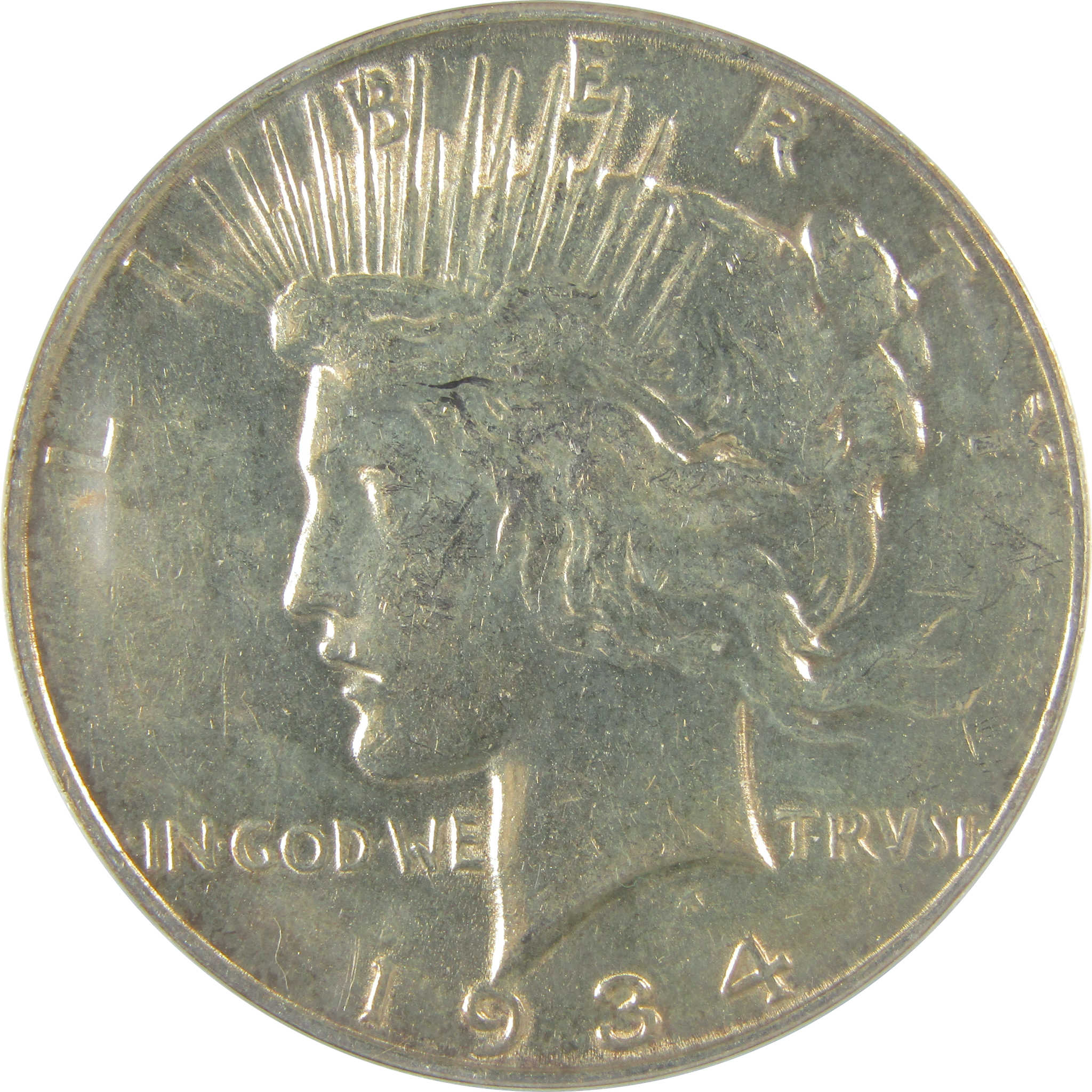 1934 D Peace Dollar AU 50 Details ANACS Silver $1 Coin SKU:I21585