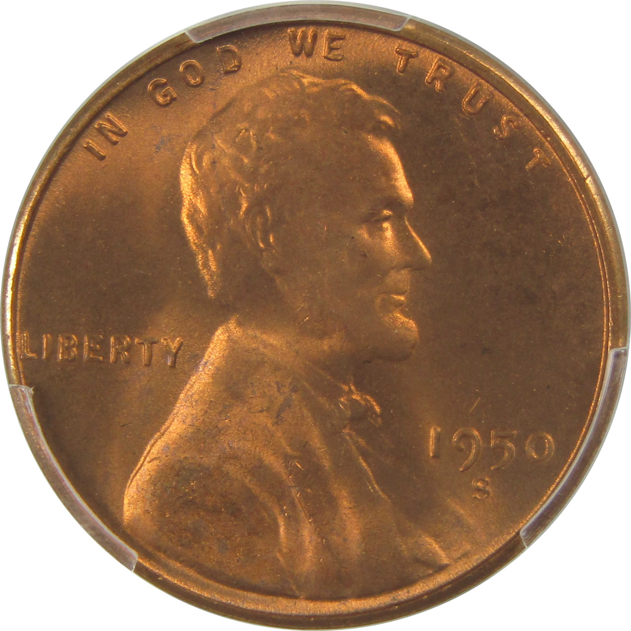 1950 S Lincoln Wheat Cent MS 67 RD PCGS Penny Uncirculated SKU:I22407