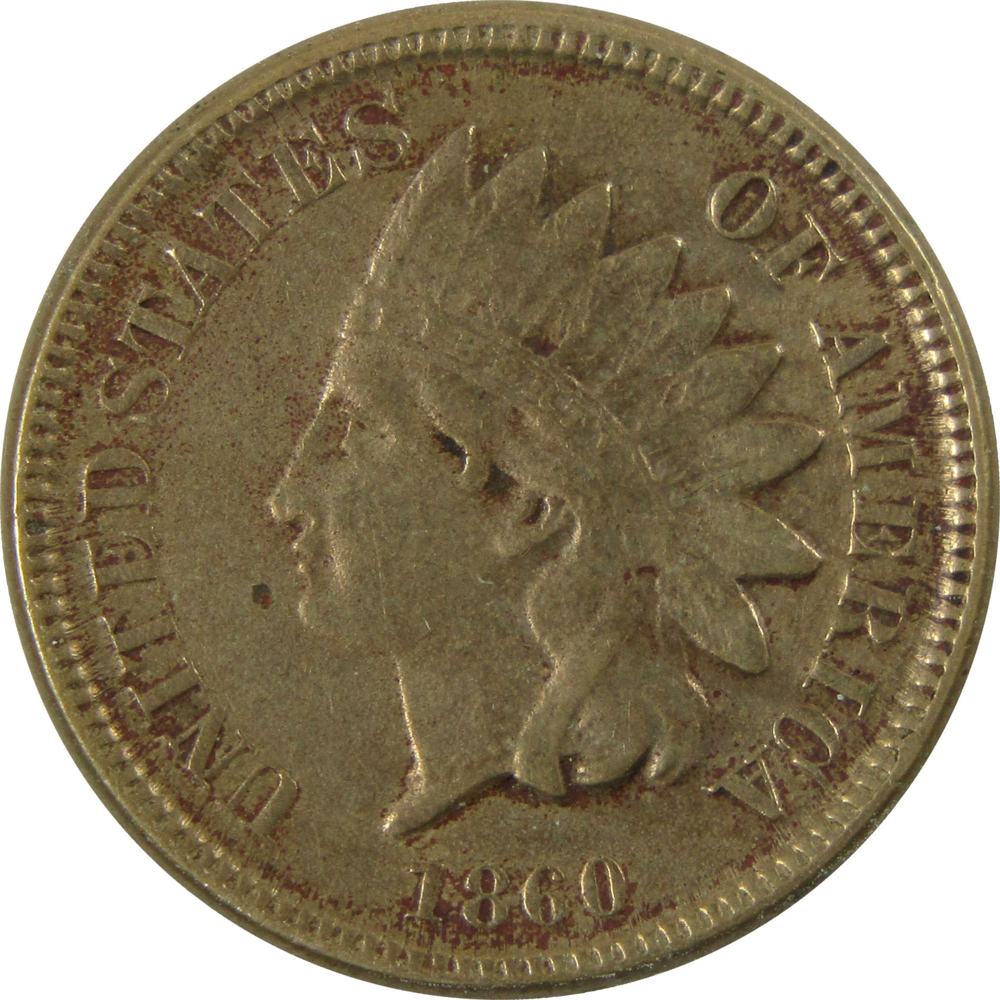 1860 Pointed Bust Indian Head Cent VF Very Fine Details SKU:I28341