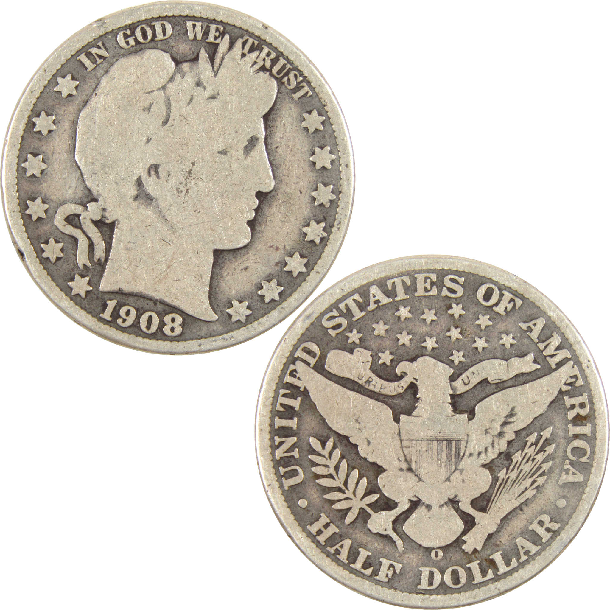 1908 O Barber Half Dollar G Good Silver 50c Coin