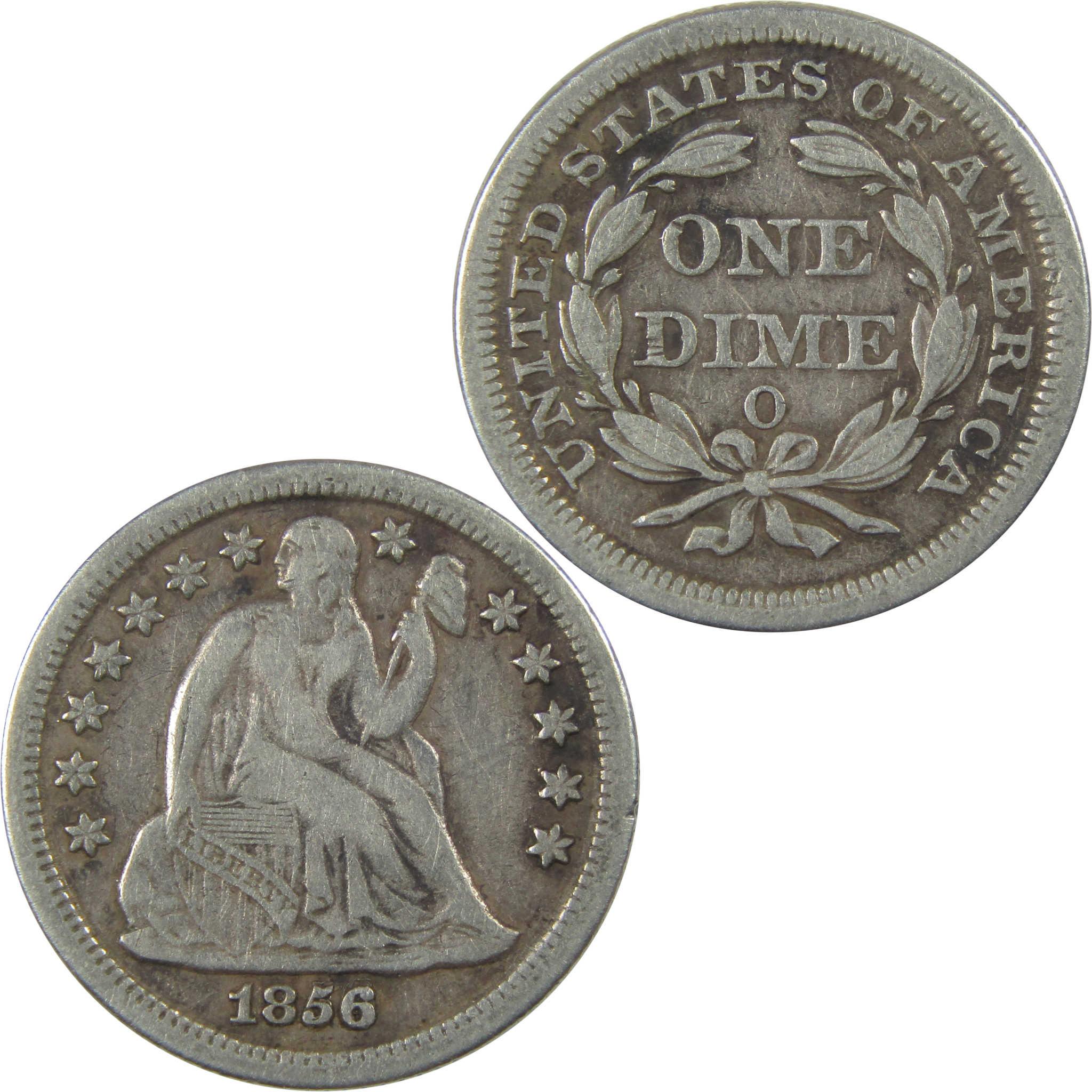 1856 O Seated Liberty Silver Dime VF Very Fine 10c Coin SKU:I24037