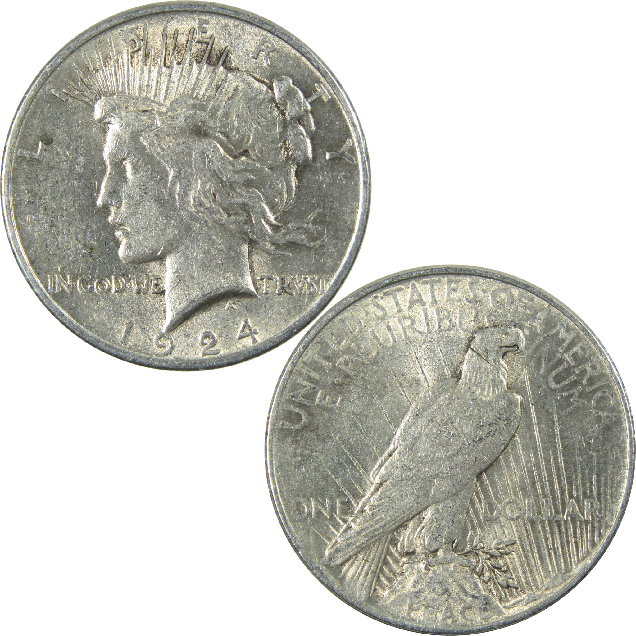 1924 Peace Dollar AU About Uncirculated Silver $1 Coin SKU:I15101