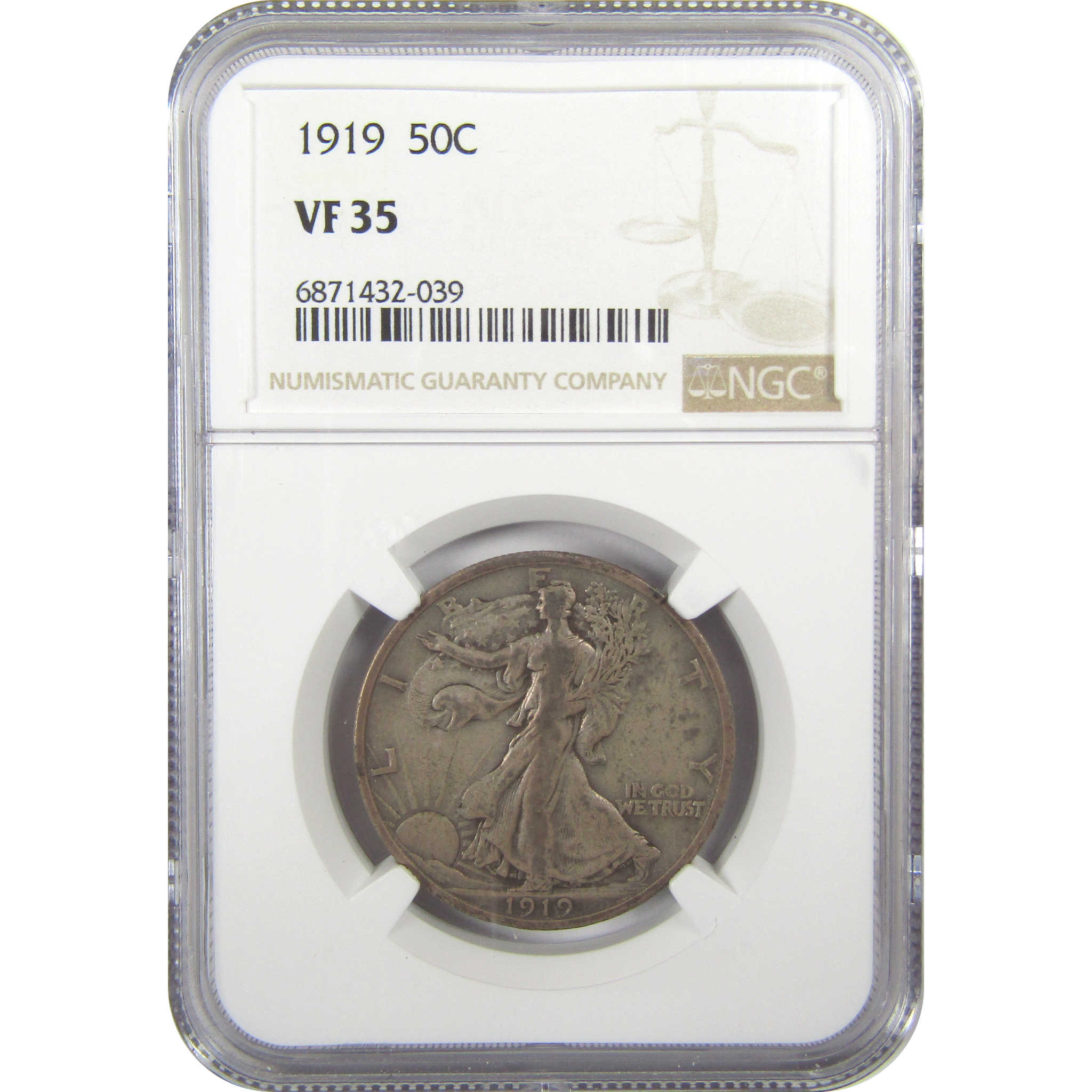 1919 Liberty Walking Half Dollar VF 35 NGC Silver 50c Coin SKU:I21055