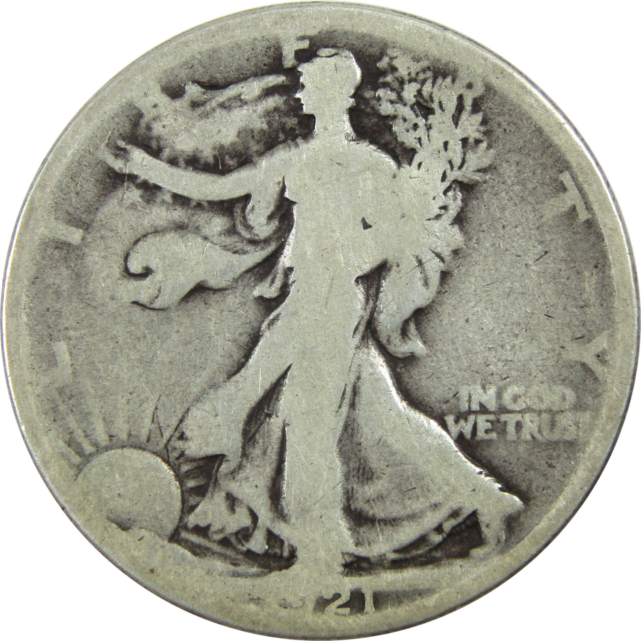 1921 Liberty Walking Half Dollar AG Silver 50c Coin SKU:I13488