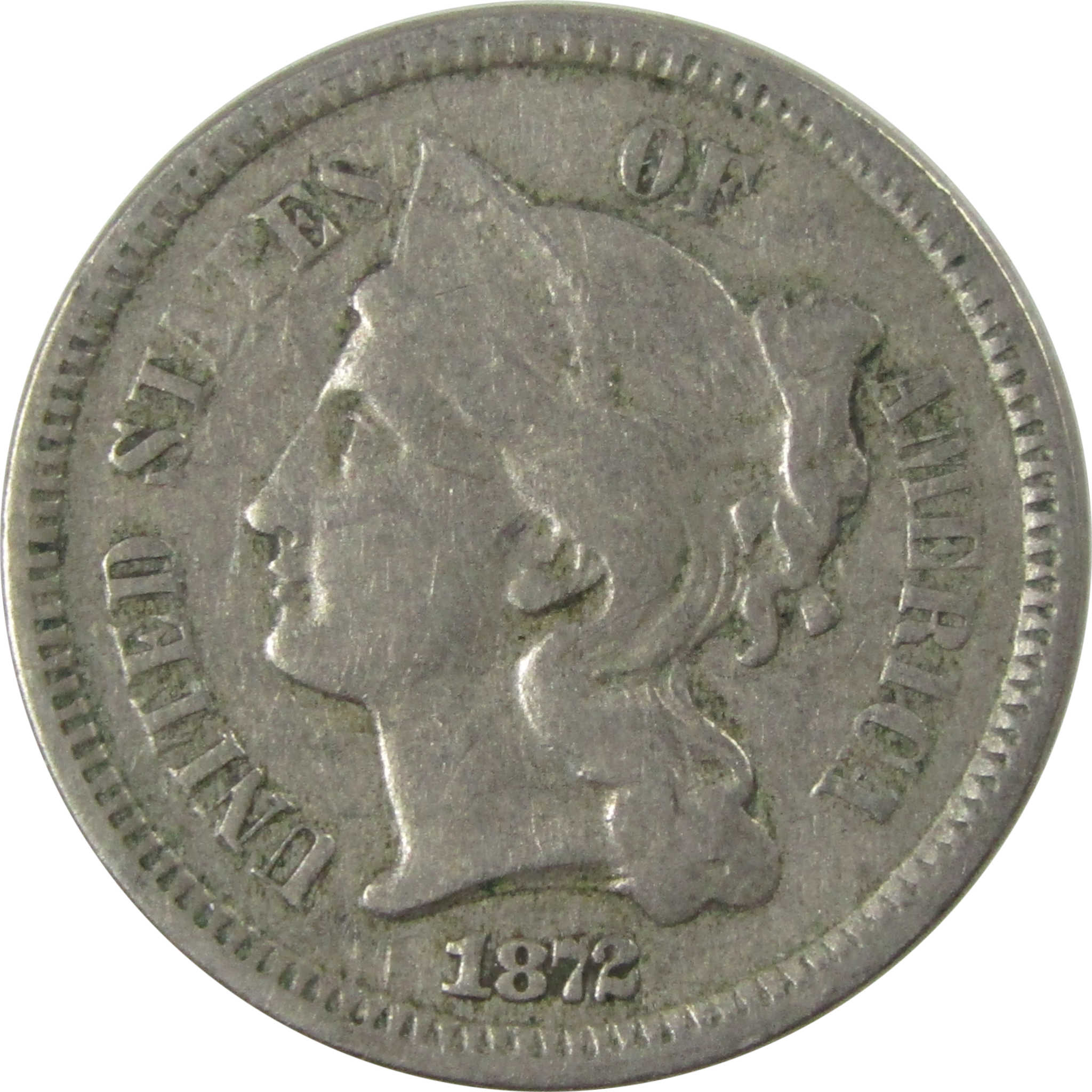1872 Nickel Three Cent Piece VF Very Fine 3c Coin SKU:I25902