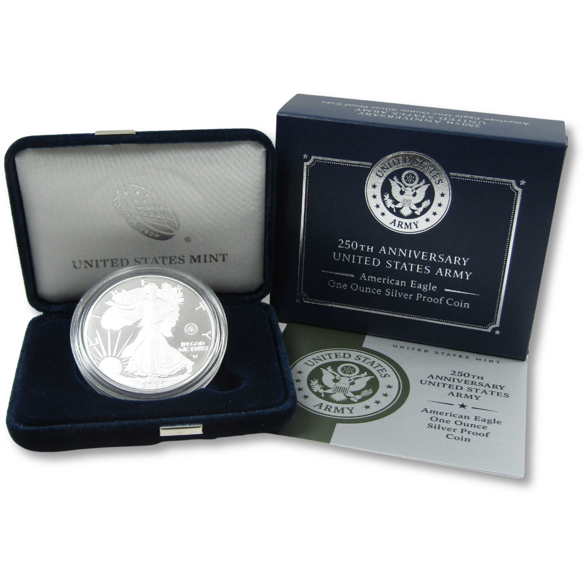 2025 W American Silver Eagle with U.S. Army Privy Mark Proof OGP COA