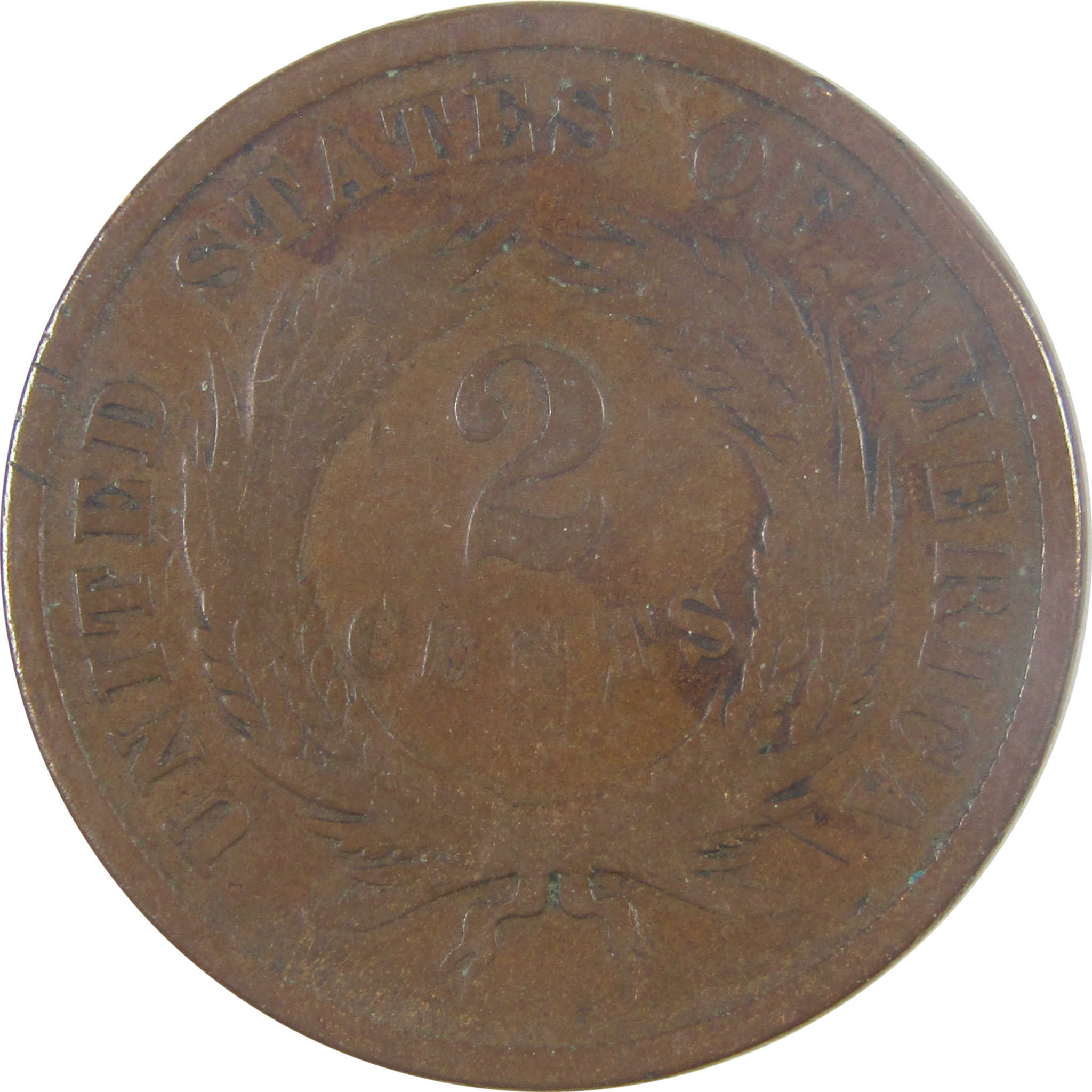 1864 Large Motto Two Cent Piece AG About Good 2c Coin SKU:I17089