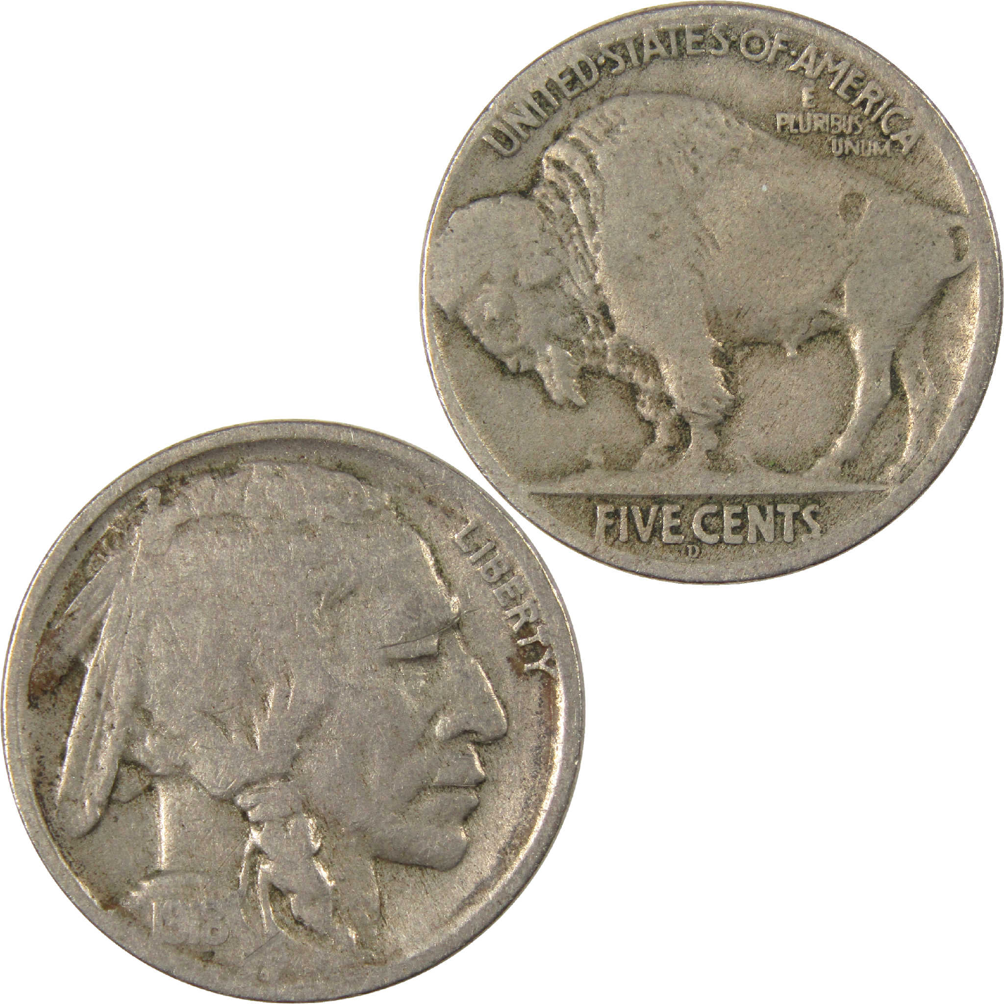 1918 D Indian Head Buffalo Nickel VG Very Good 5c Coin SKU:I11511