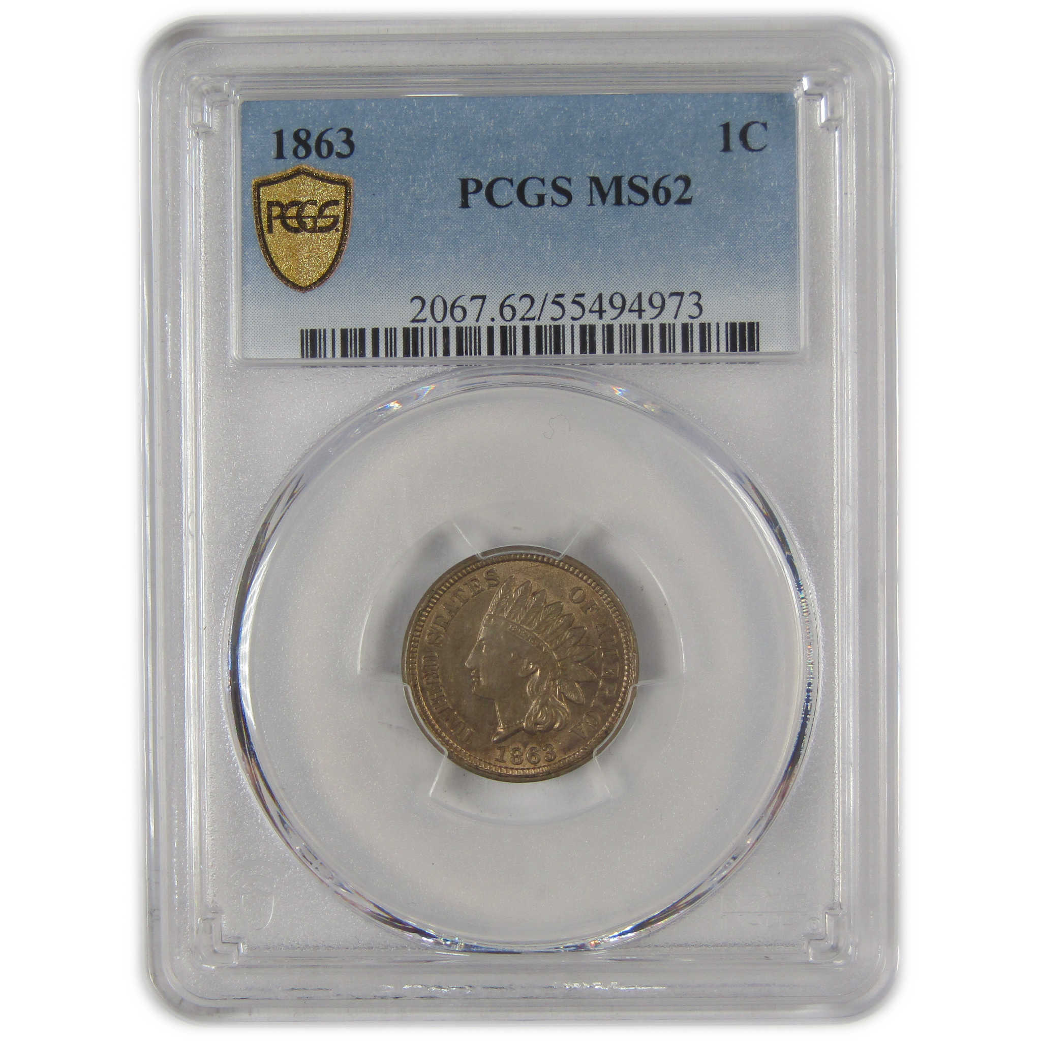 1863 Indian Head Cent MS 62 PCGS Penny Uncirculated 1c Coin SKU:I24254
