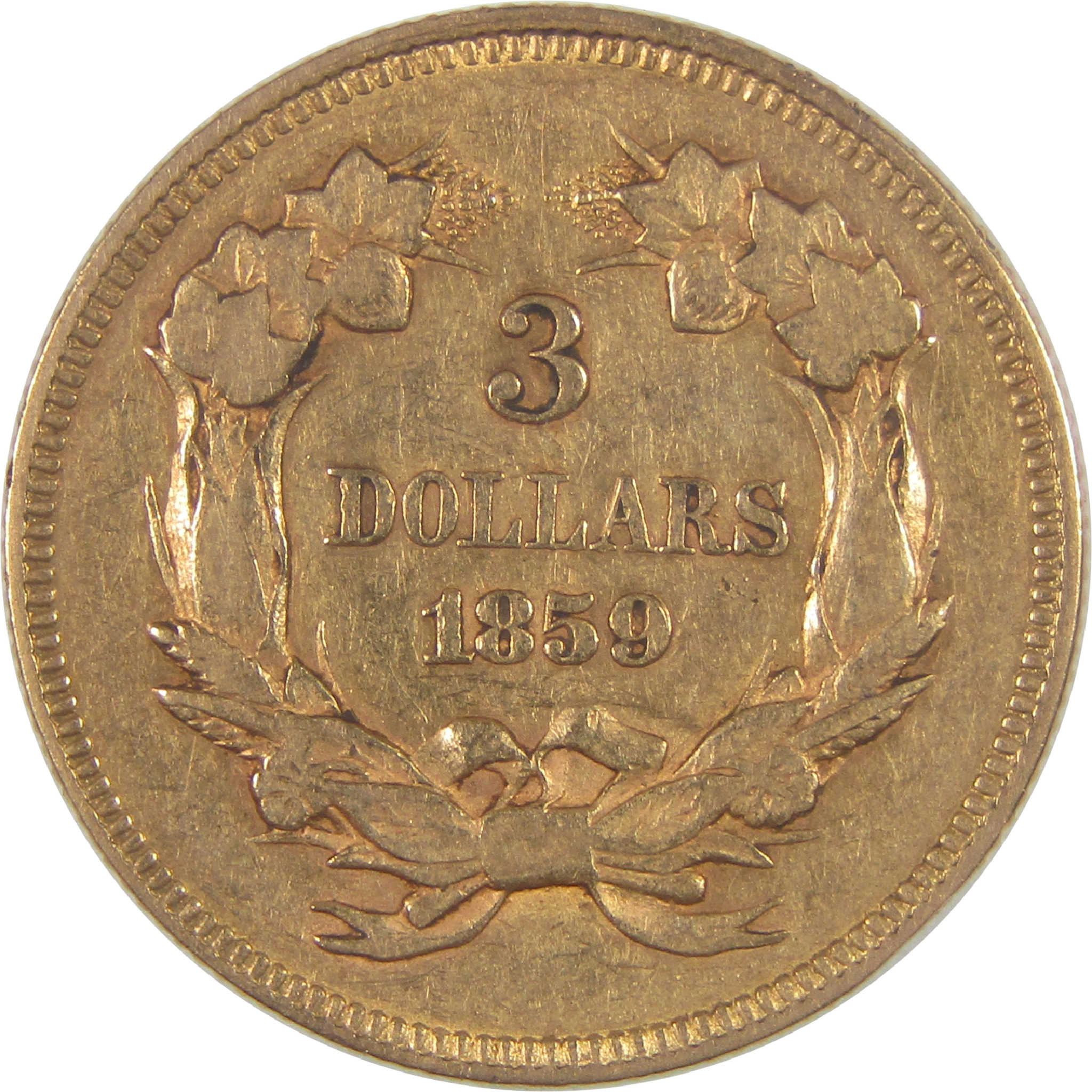 1859 Indian Princess Head XF EF Extremely Fine Gold $3 Coin SKU:I17326