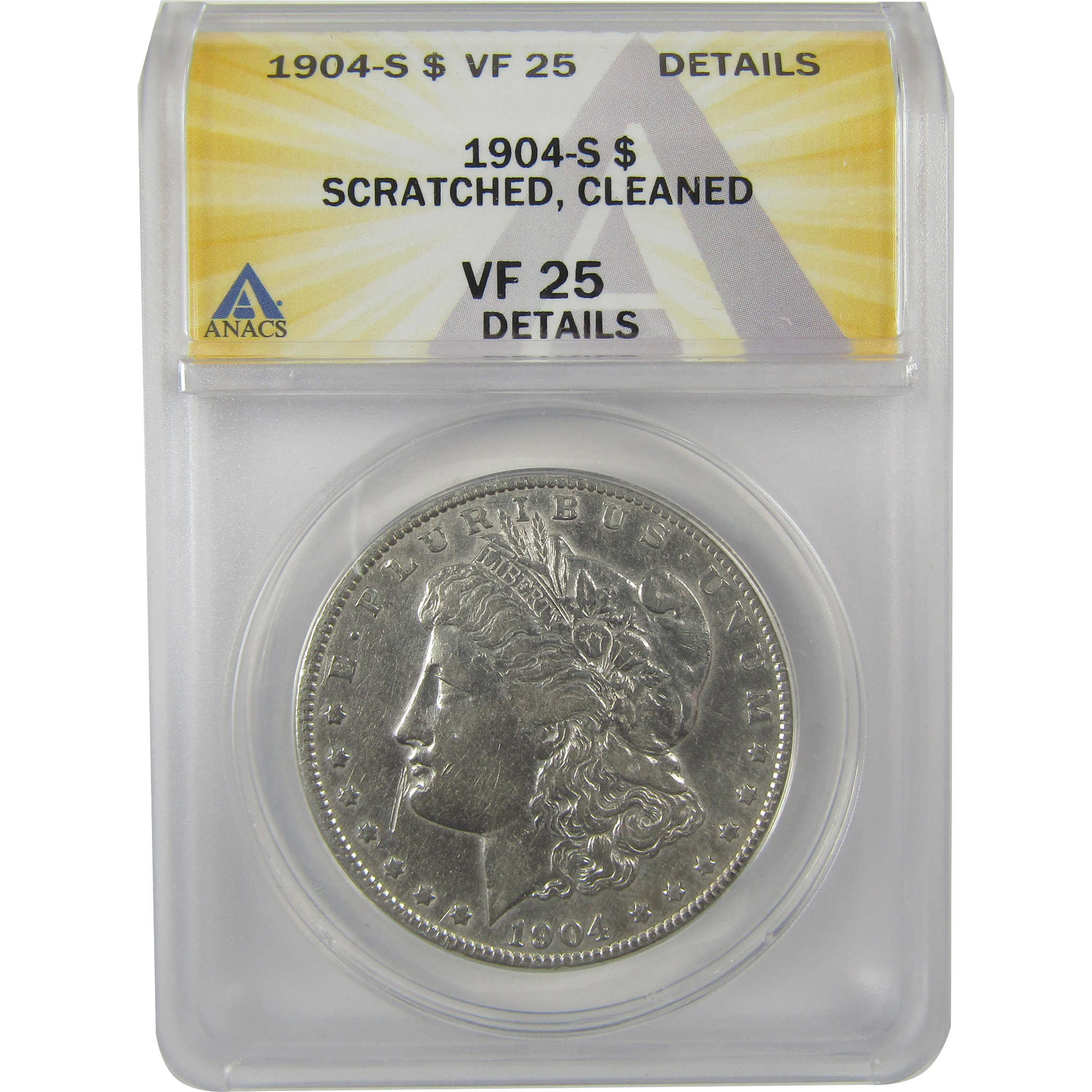 1904 S Morgan Dollar VF 25 Details ANACS Silver $1 Coin SKU:I21138 - Morgan coin - Morgan silver dollar - Morgan silver dollar for sale - Profile Coins &amp; Collectibles