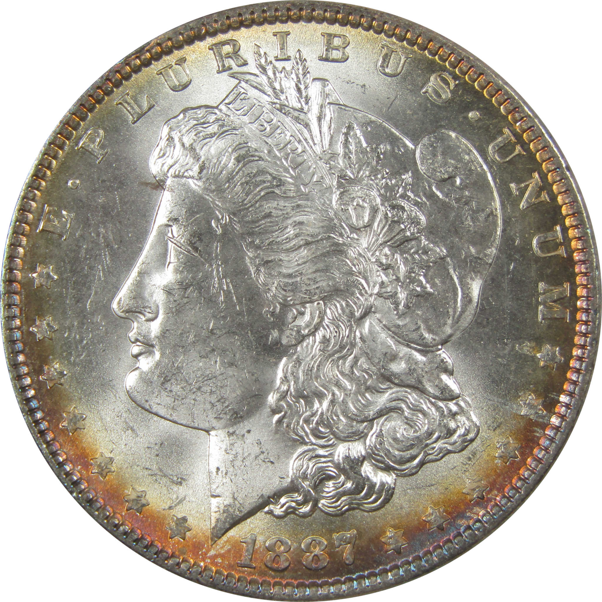 1887 Morgan Dollar Uncirculated Silver $1 Coin Toned SKU:I22431