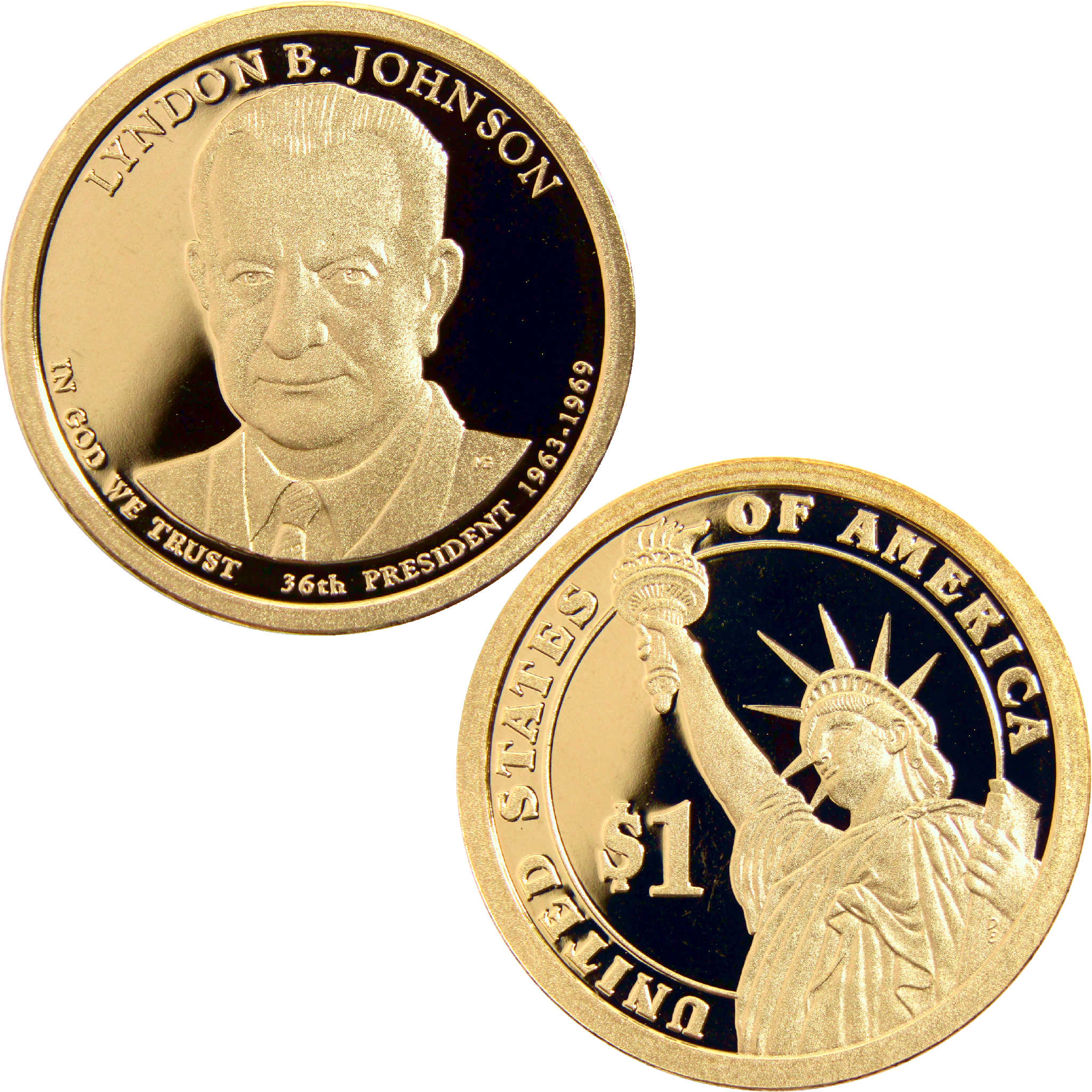 2015 S Lyndon B Johnson Presidential Dollar Choice Proof $1 Coin