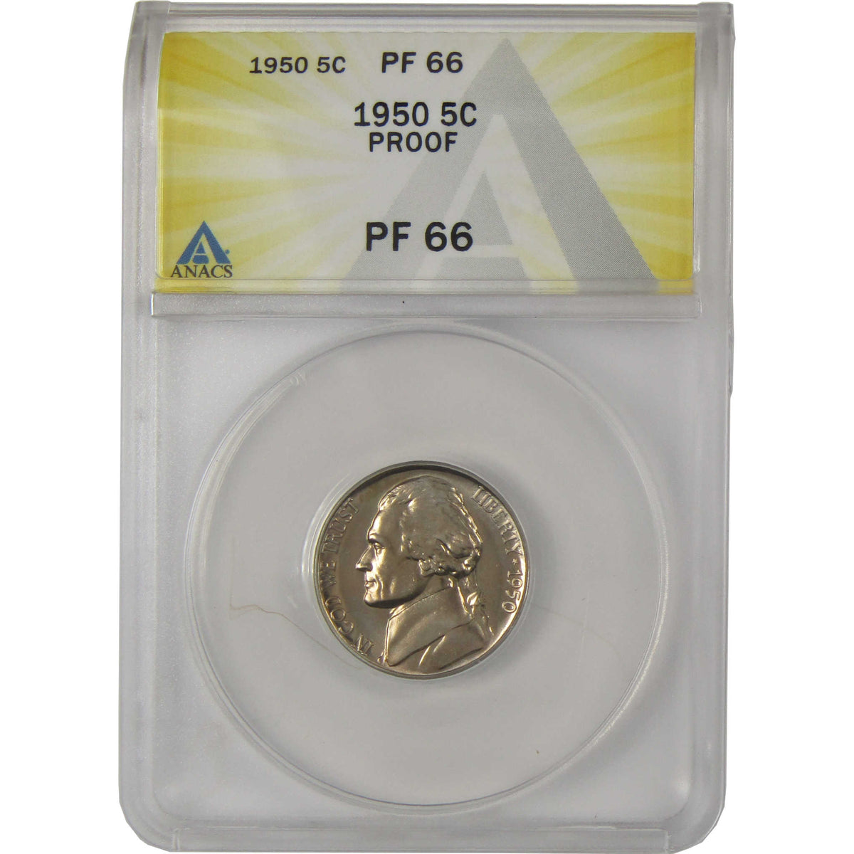 1950 Jefferson Nickel PF 66 ANACS Proof 5c Coin Collectible SKU:I28769