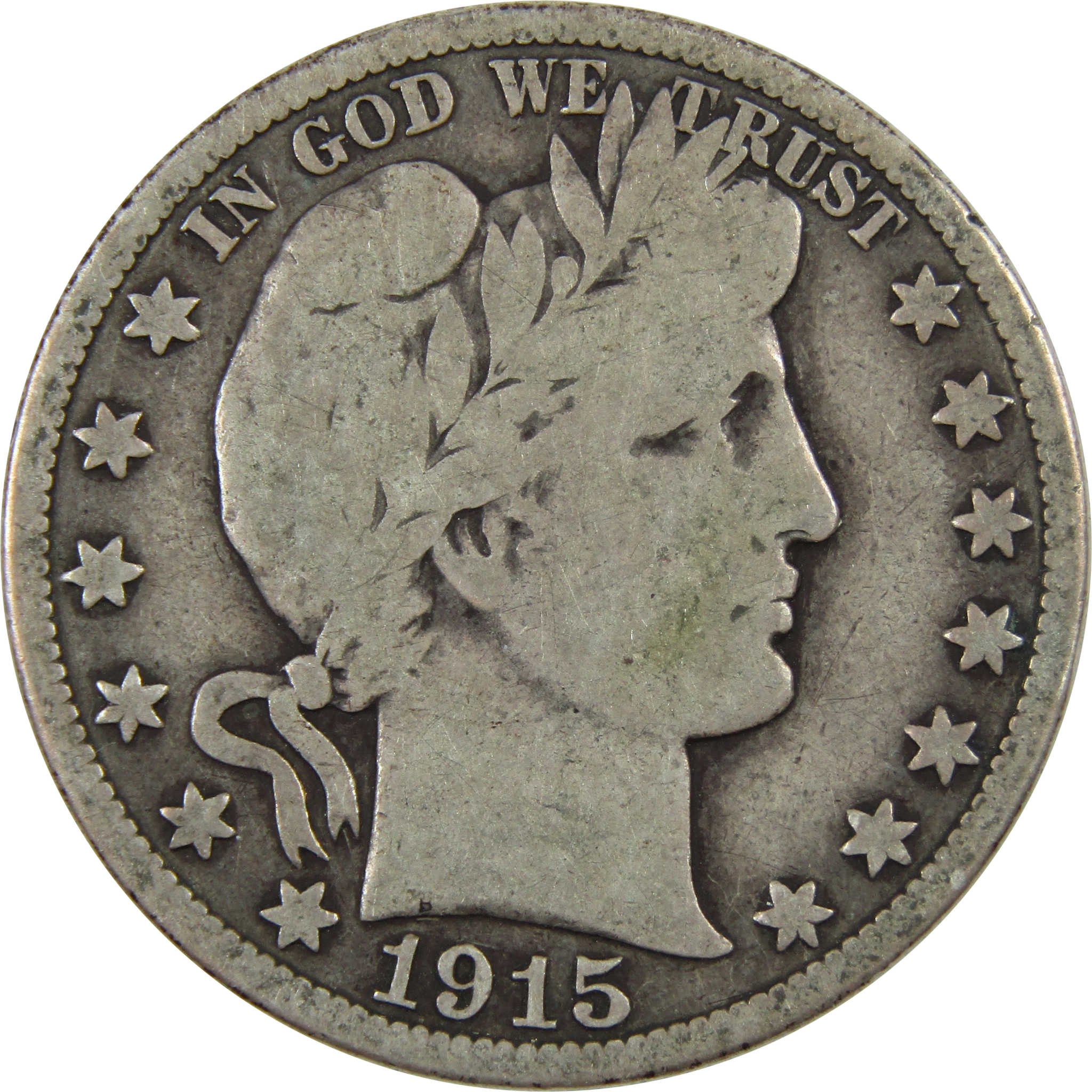 1915 S Barber Half Dollar VG Very Good Silver 50c Coin SKU:I12488