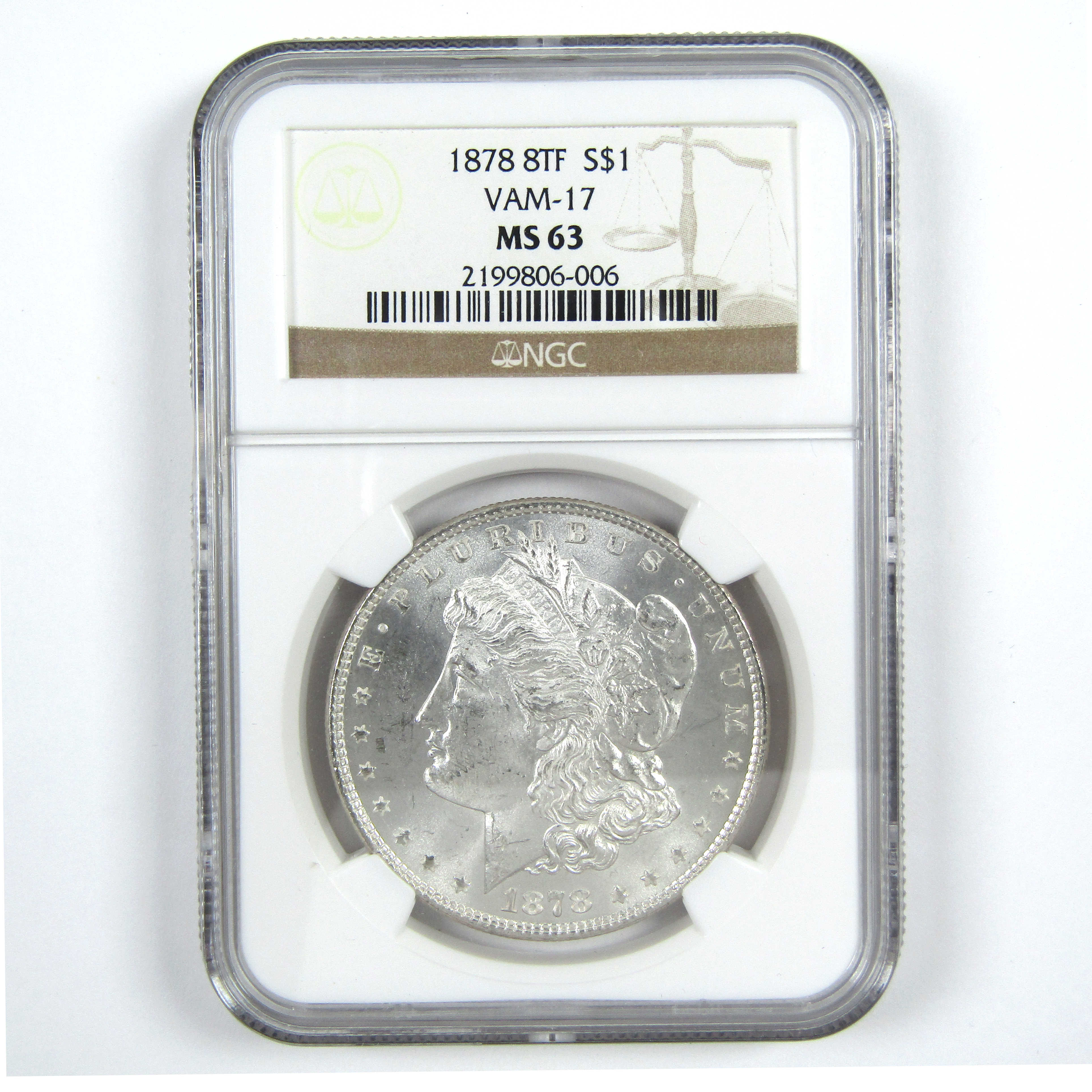 1878 8TF VAM-17 Morgan Dollar MS 63 NGC Silver $1 Coin SKU:CPC7302 - Morgan coin - Morgan silver dollar - Morgan silver dollar for sale - Profile Coins &amp; Collectibles