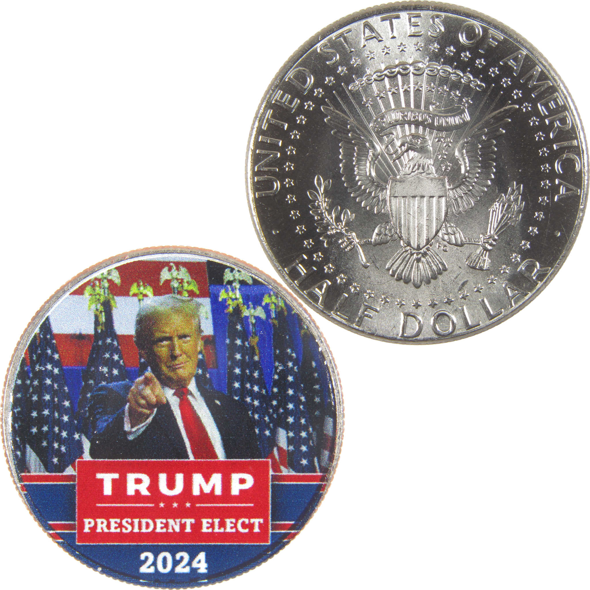 2024 President Elect Donald Trump Colorized Kennedy Half Dollar Coin