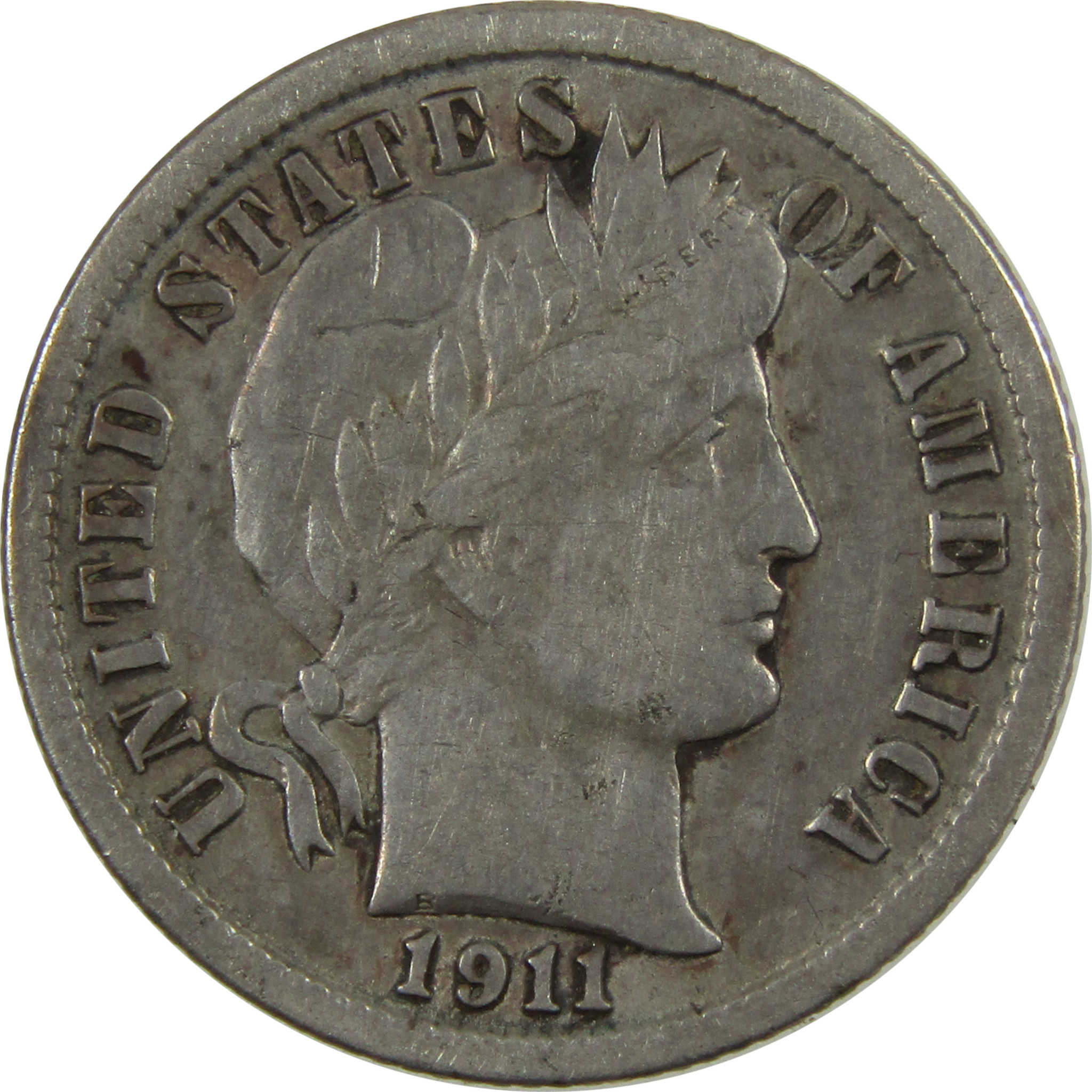 1911 Barber Silver Dime VF Very Fine 10c Coin Collectible SKU:CP1341