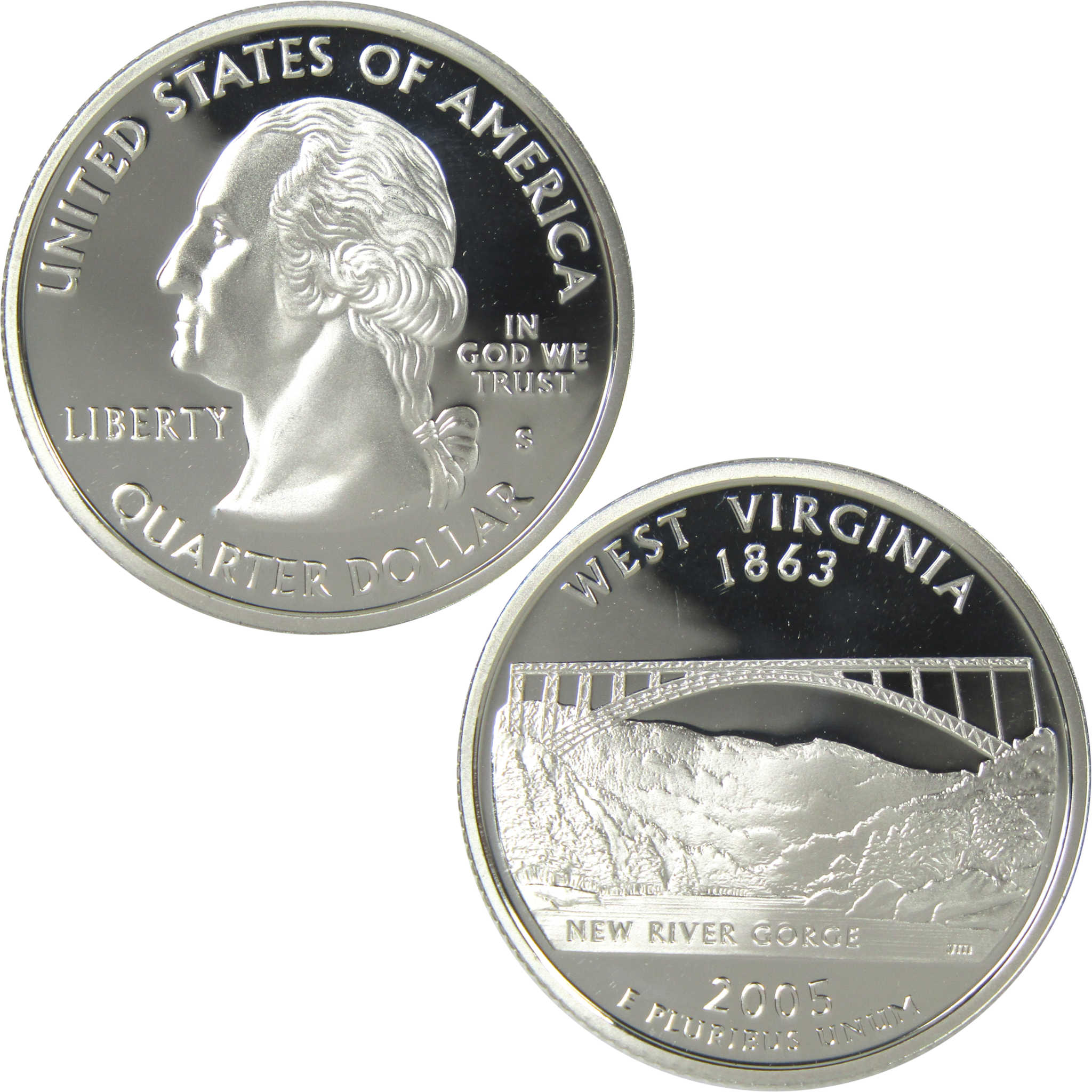 2005 S West Virginia State Quarter Choice Proof Silver 25c Coin