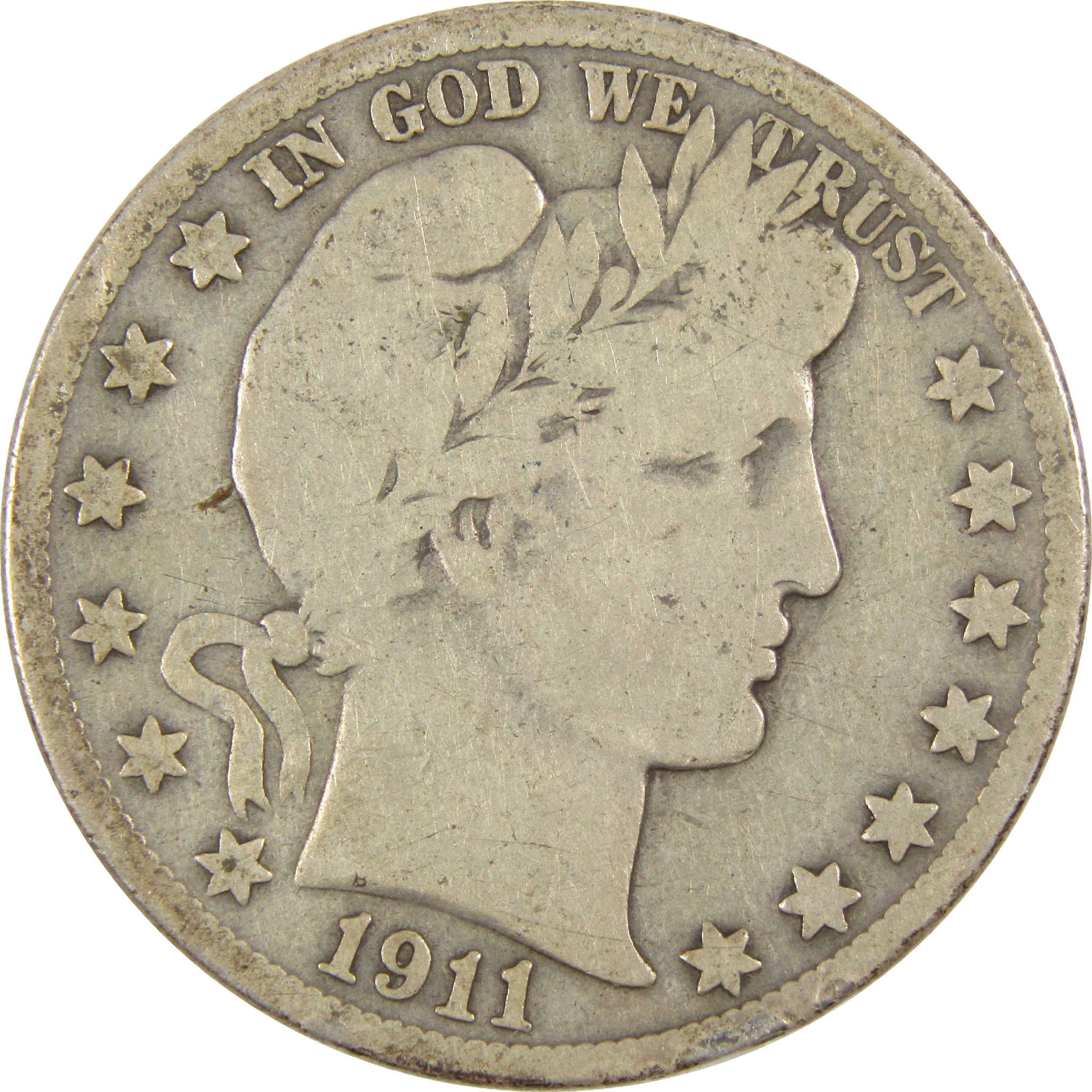 1911 S Barber Half Dollar G Good Silver 50c Coin