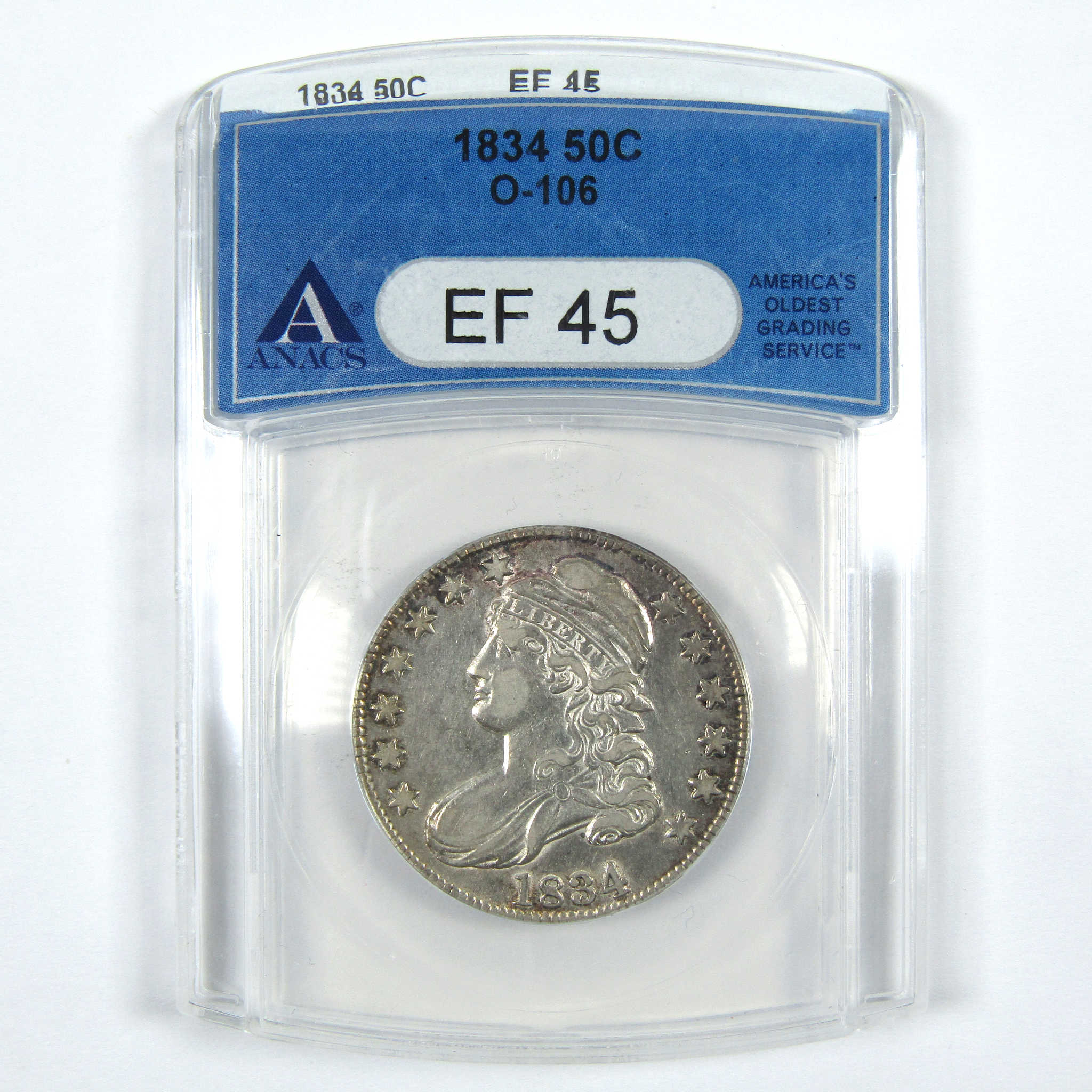 1834 0-106 Capped Bust Half Dollar EF 45 ANACS Silver SKU:I14422