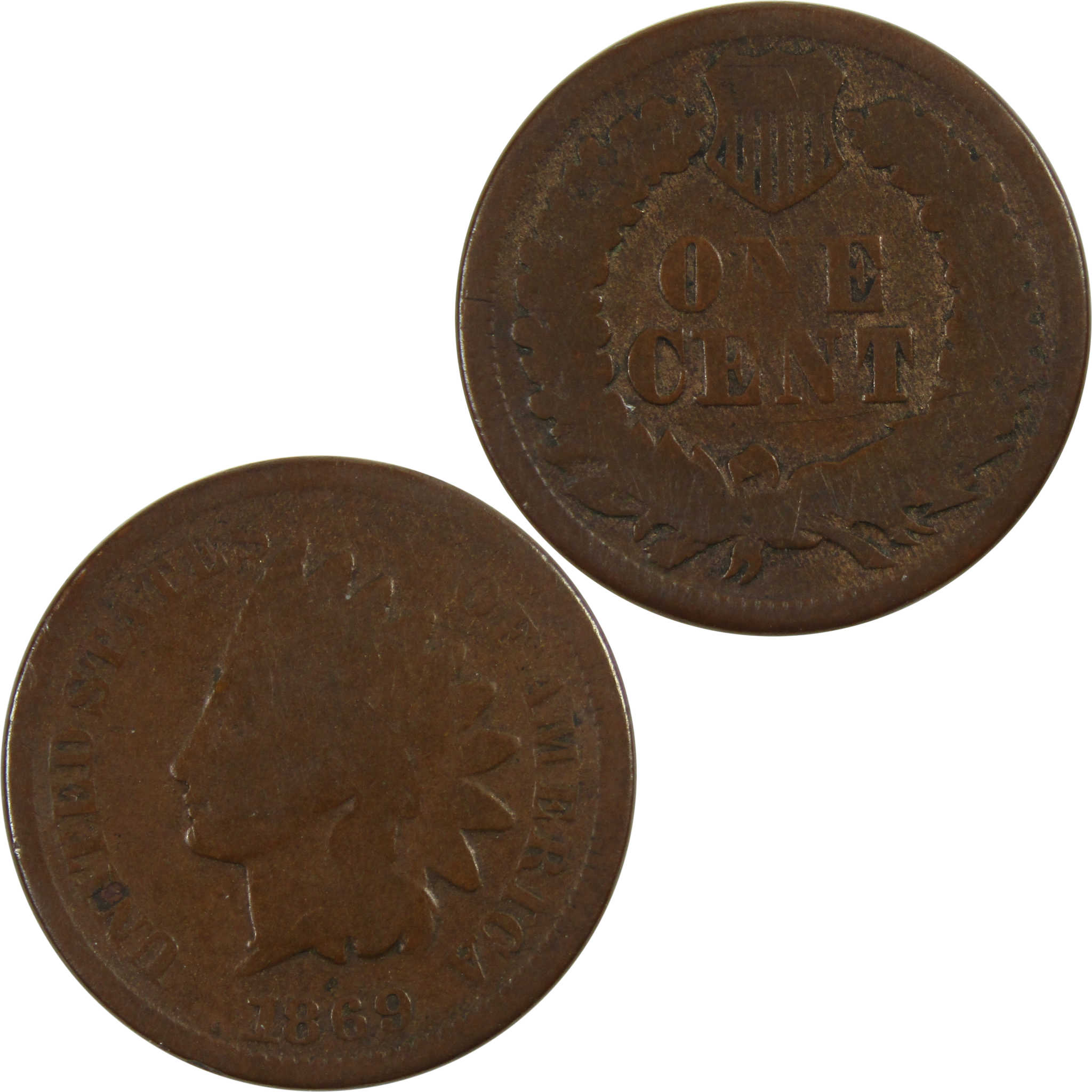 1869 Indian Head Cent G Good Penny 1c Coin SKU:I8156