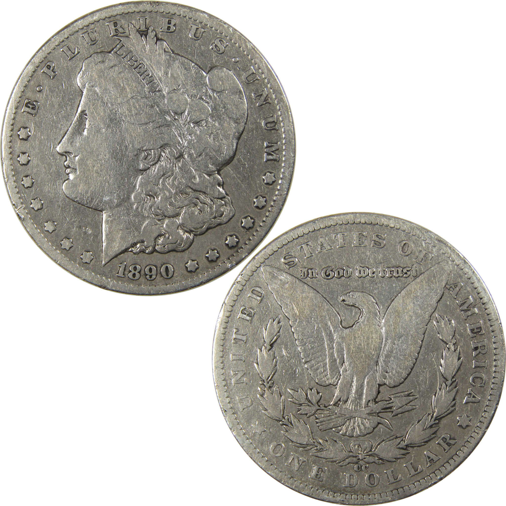 1890 CC Morgan Dollar F Fine Details Silver $1 Coin SKU:I23910 - Morgan coin - Morgan silver dollar - Morgan silver dollar for sale - Profile Coins &amp; Collectibles