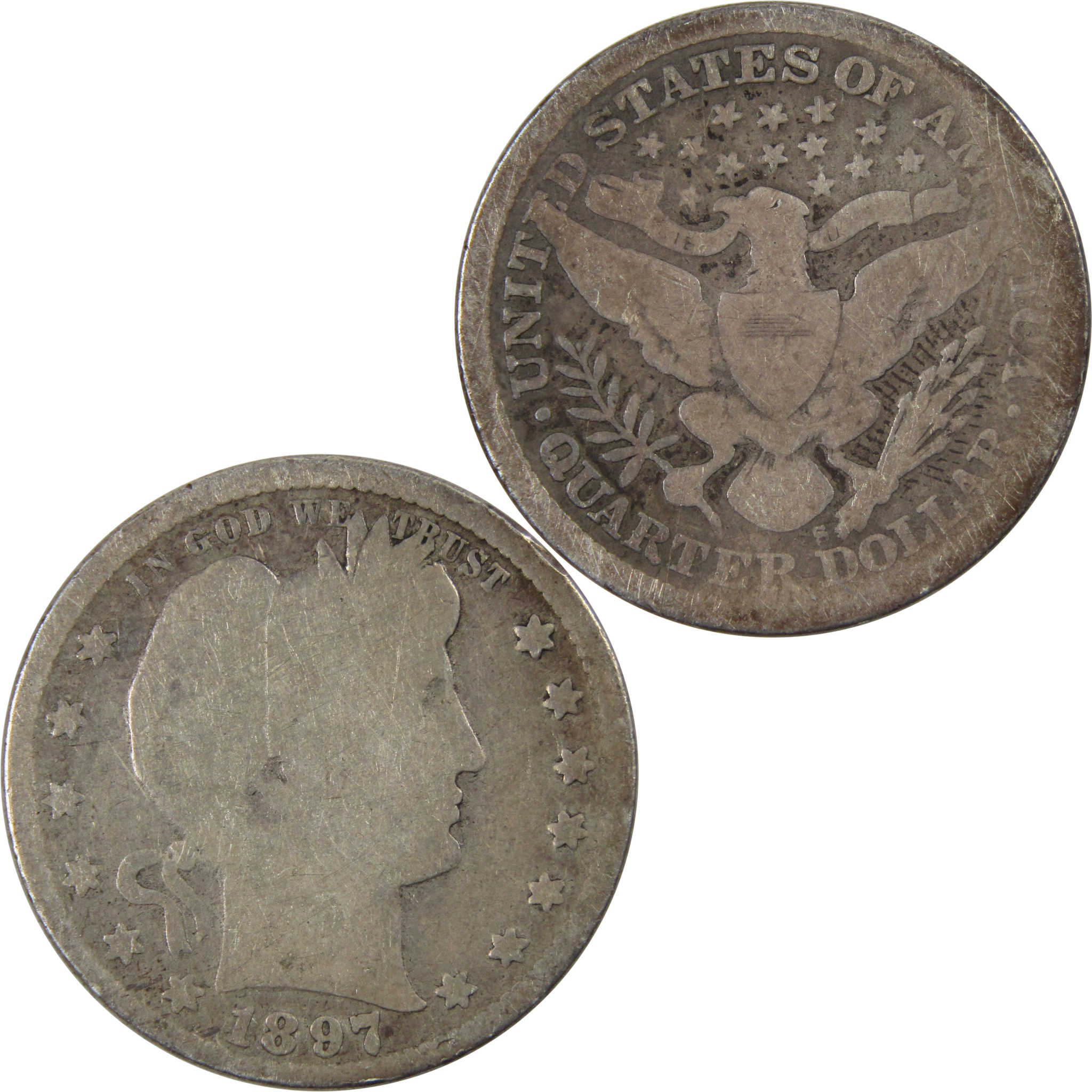 1897 S Barber Quarter AG About Good 90% Silver 25c Coin SKU:I6265