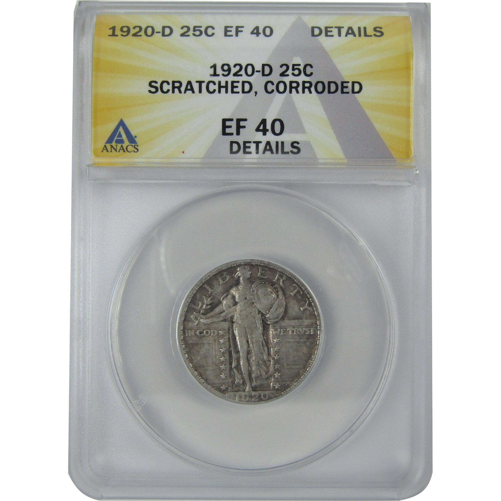 1920 D Standing Liberty Quarter EF 40 Details ANACS Silver SKU:I16138