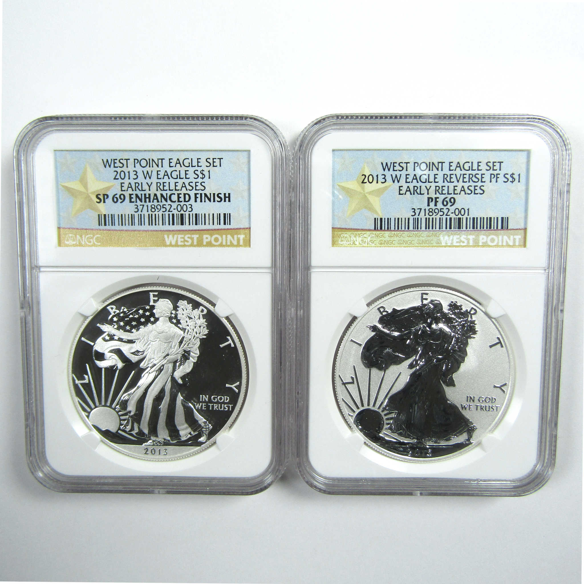 2013 American Eagle West Point Silver Set SP69 & PF69 NGC SKU:CPC3790
