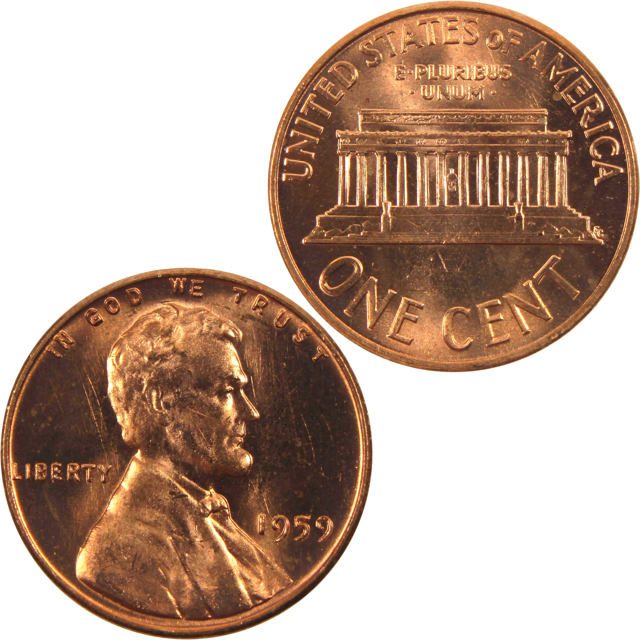 1959 Lincoln Memorial Cent BU Uncirculated Penny 1c Coin