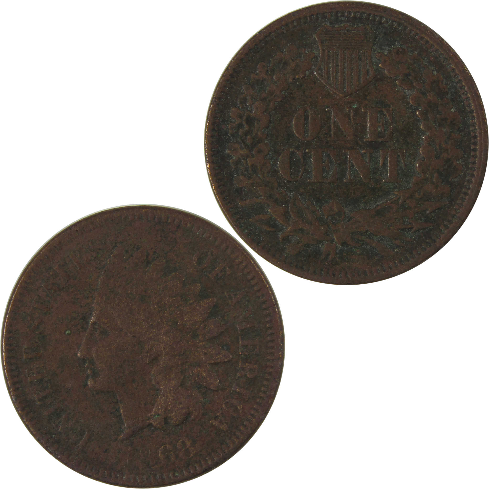 1868 Indian Head Cent AG About Good Details Penny 1c Coin SKU:I22738