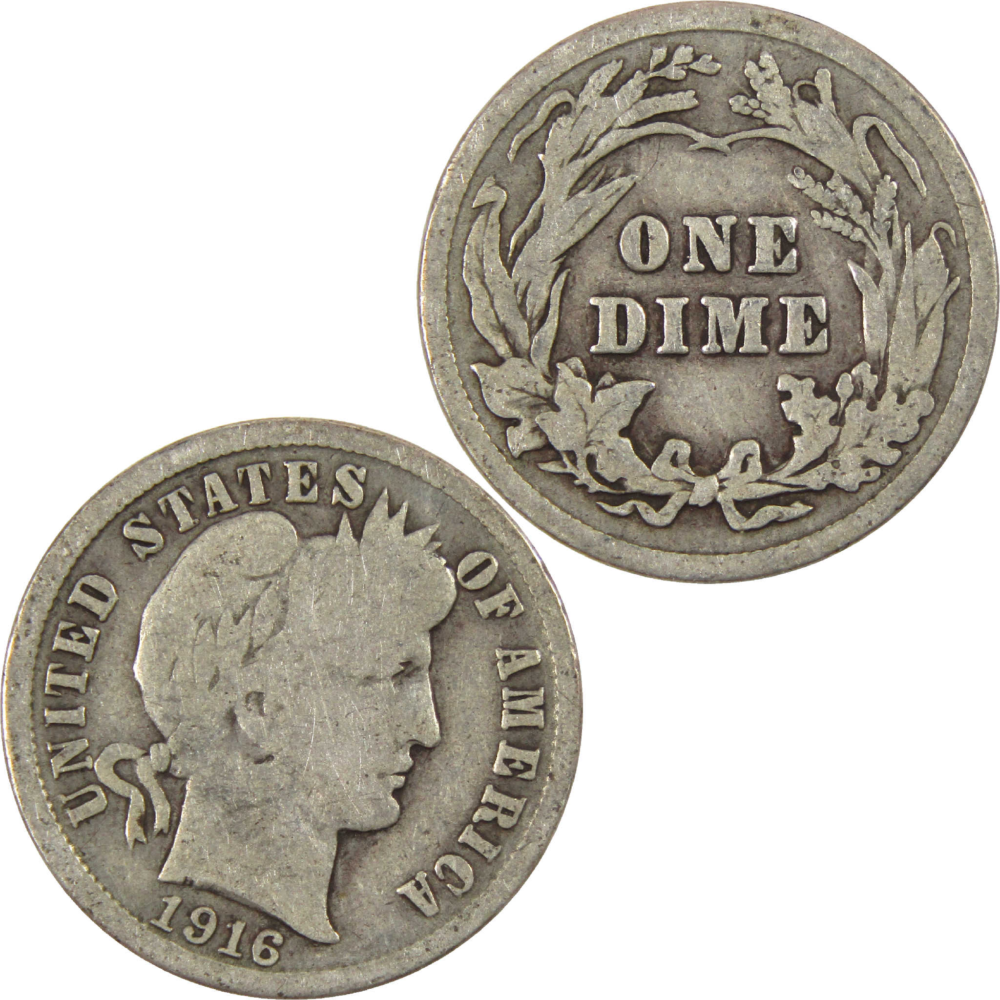 1916 Barber Dime G Good Silver 10c Coin