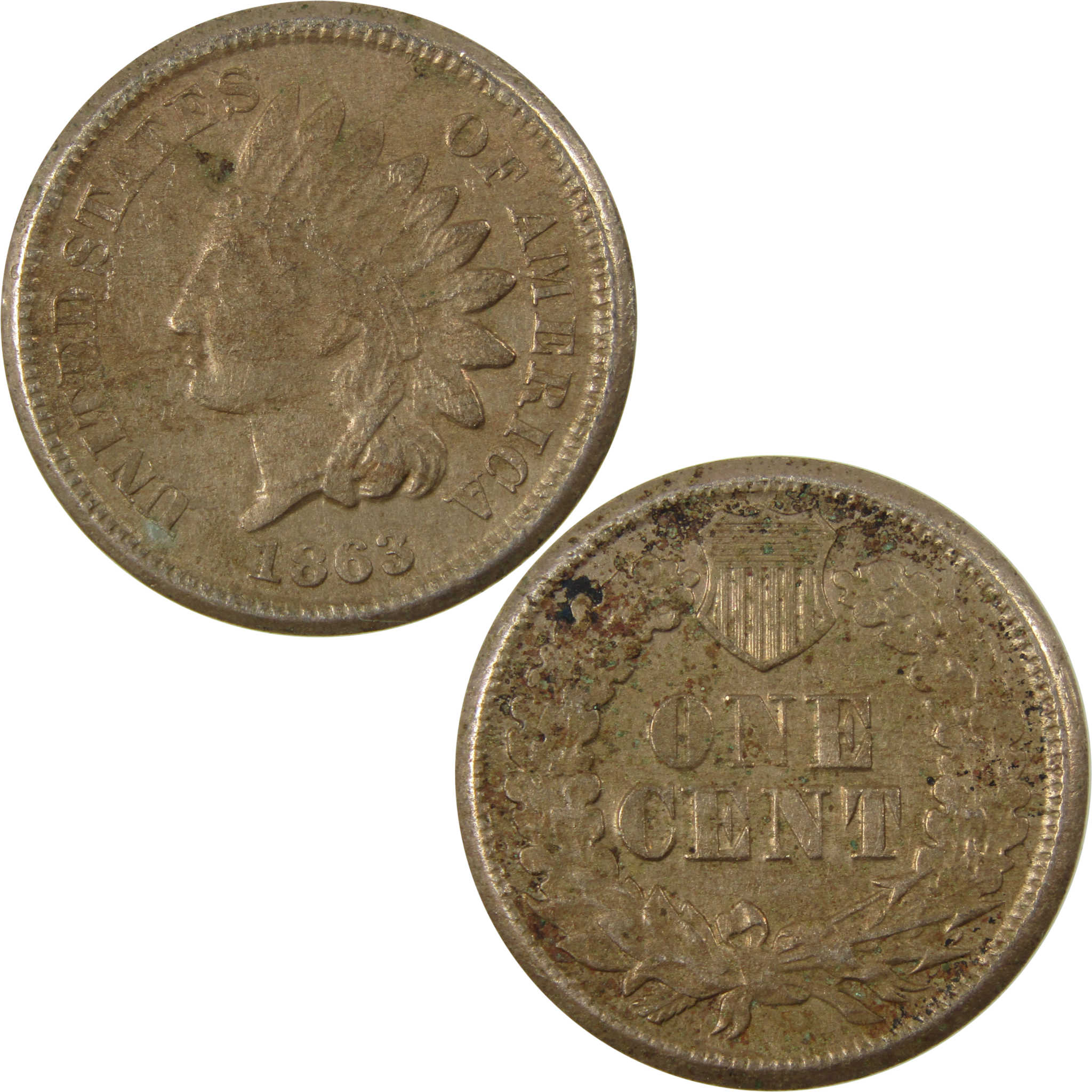 1863 Indian Head Cent XF EF Extremely Fine Details Penny SKU:CP1180