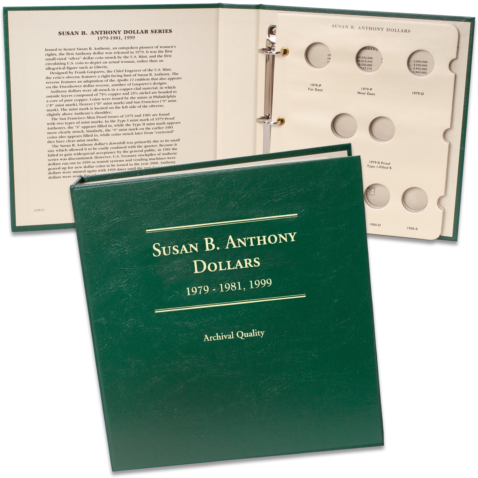 1979-1981 & 1999 Susan B Anthony Dollar Coin Album Littleton Coin