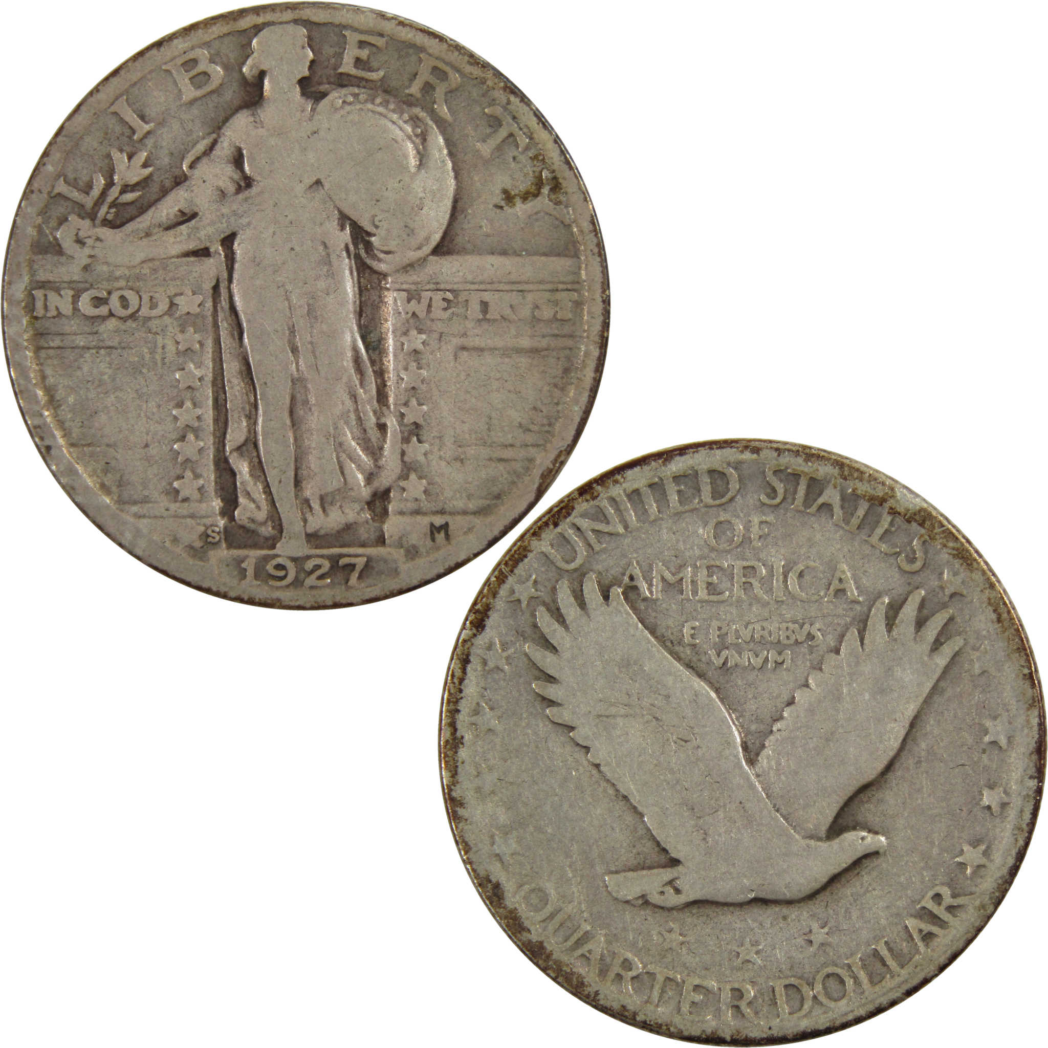 1927 S Standing Liberty Quarter VG Very Good 90% Silver 25c Coin SKU:I8150