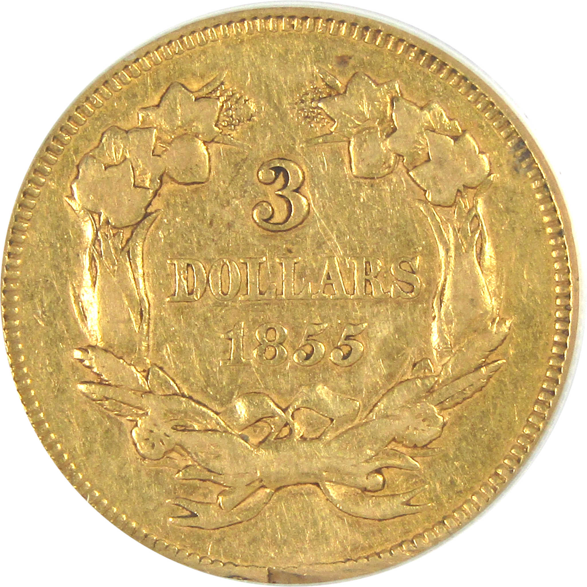 1855 Indian Princess Head VF 30 Details ANACS Gold $3 Coin SKU:I16257