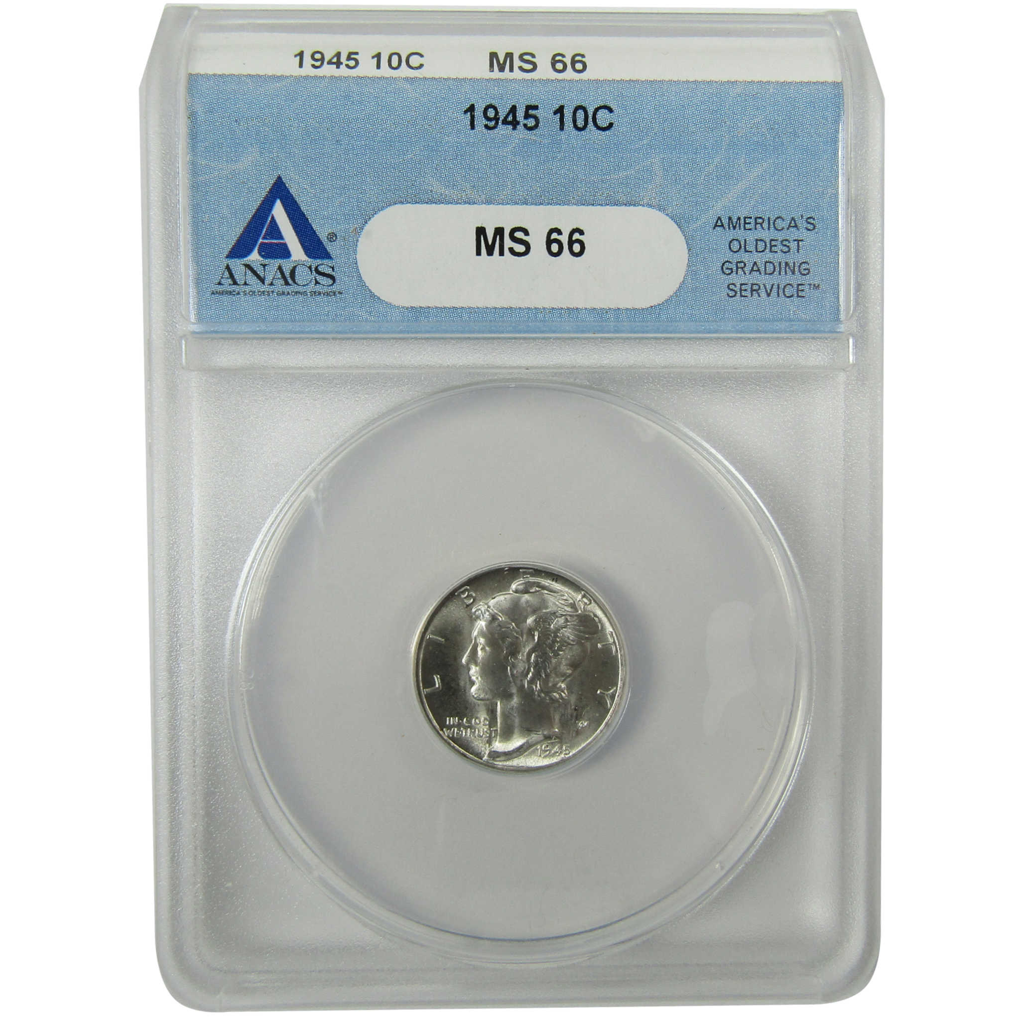 1945 Mercury Silver Dime MS 66 ANACS Uncirculated 10c Coin SKU:I28295