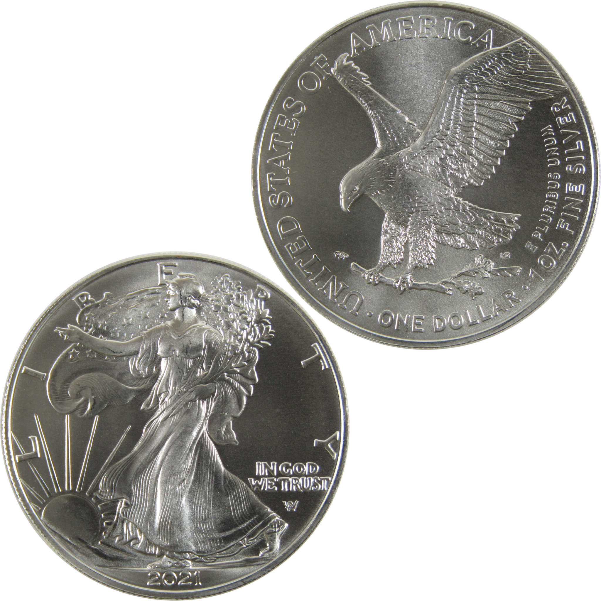 2021 Type 2 American Eagle BU Uncirculated 1 oz .999 Silver $1 Coin