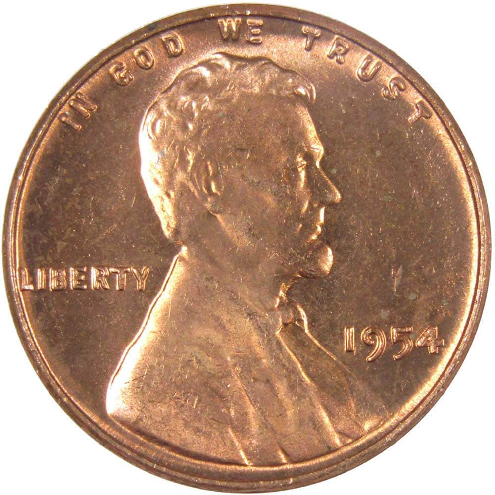 1954 Lincoln Wheat Cent Uncirculated Mint State Penny 1c Coin
