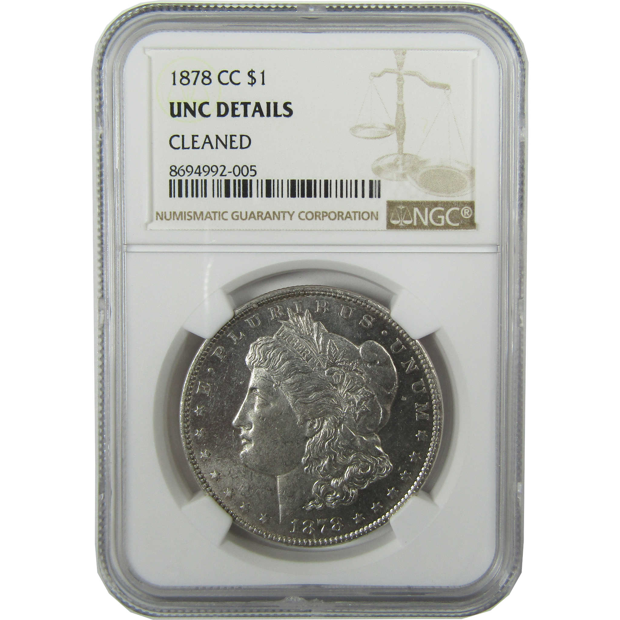1878 CC Morgan Silver Dollar Uncirculated Details NGC SKU:I27827