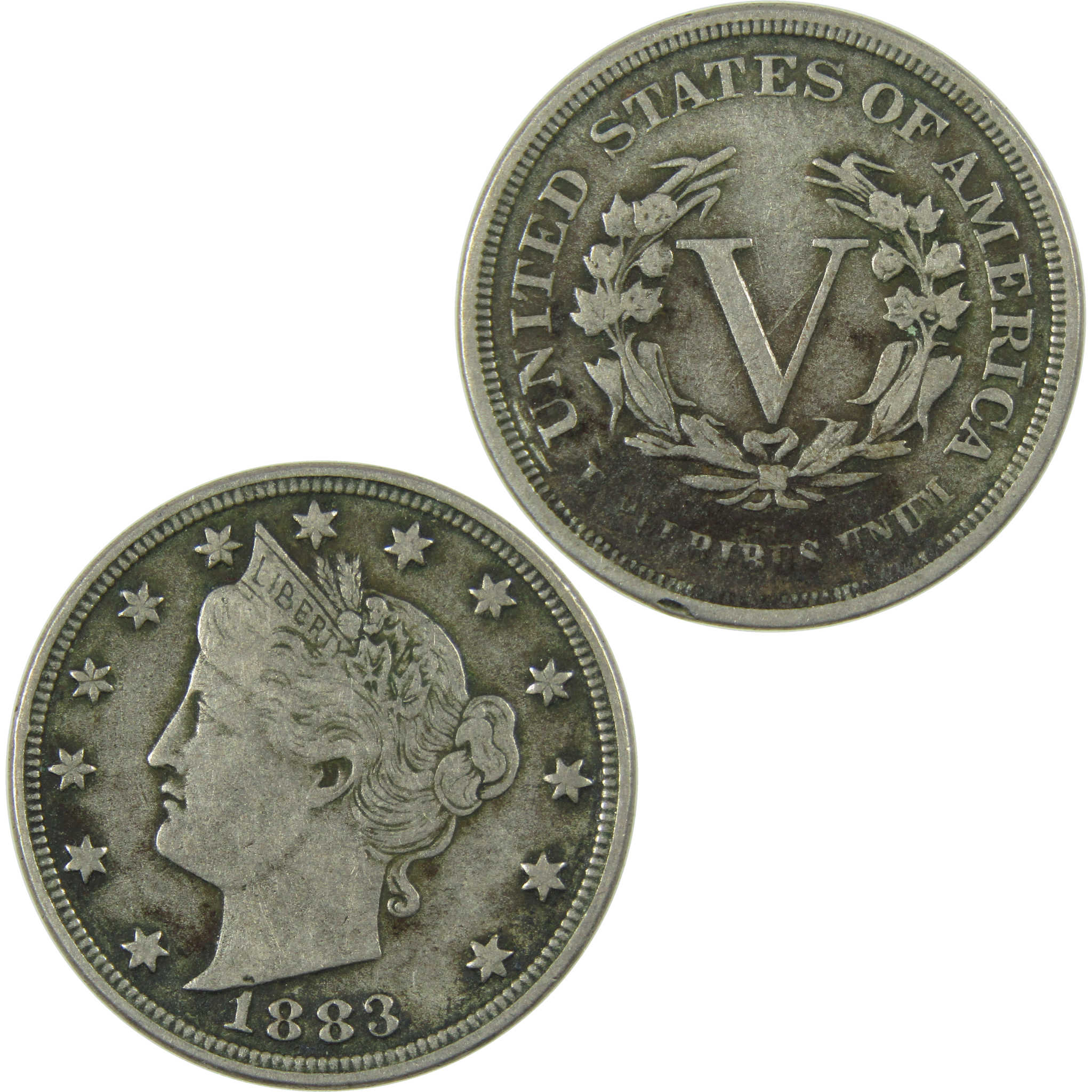 1883 No Cents Liberty Head V Nickel VF Very Fine 5c Coin SKU:I27235