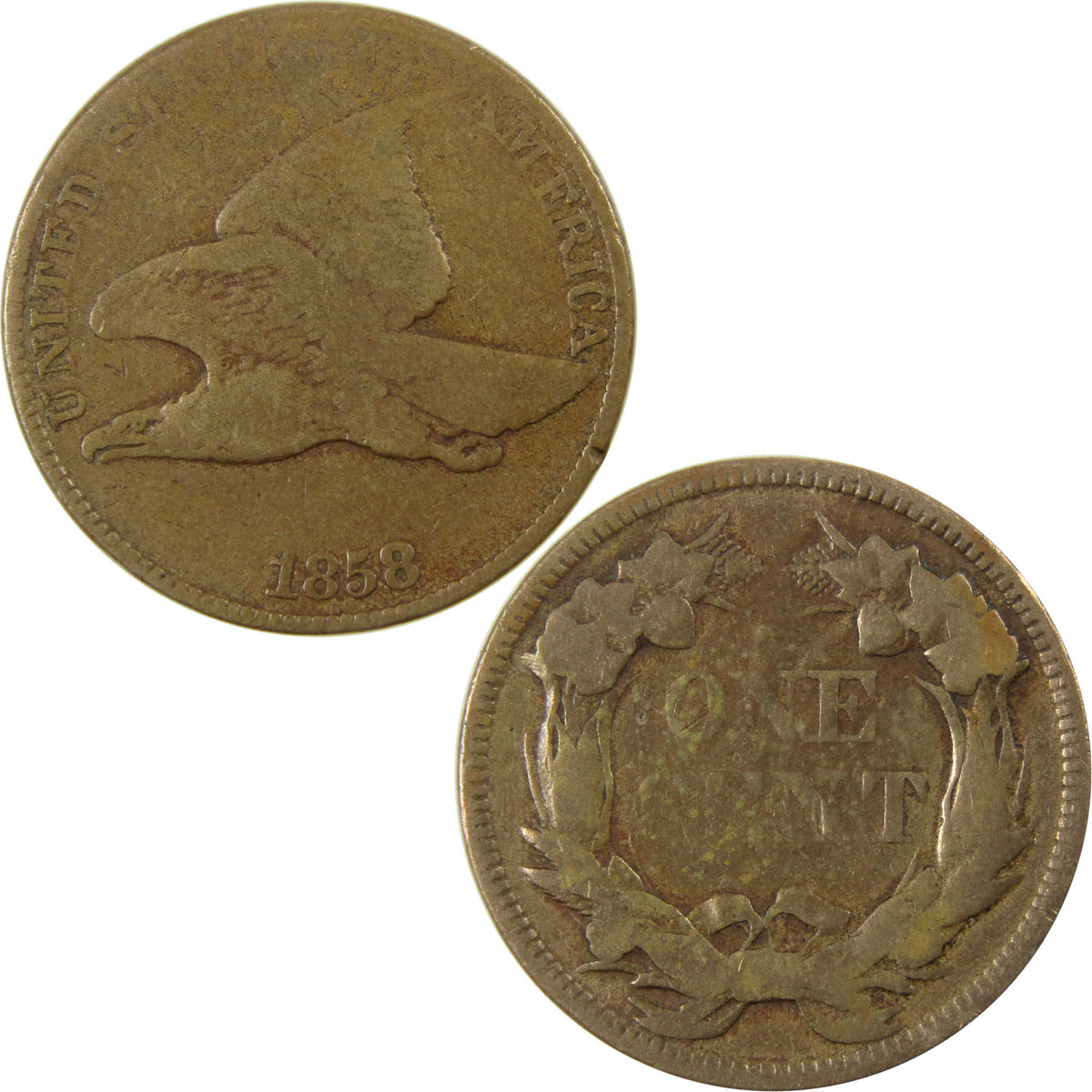 1858 Large Letters Flying Eagle Cent VG Very Good 1c Coin SKU:I23398
